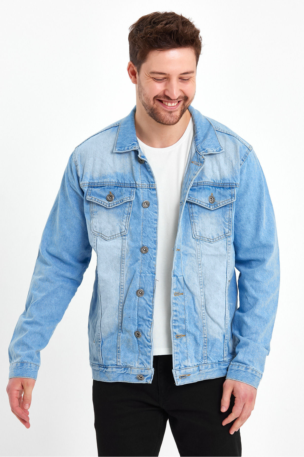 Erkek Mevsimlik Jeans Basic Bol B.Mavi Kot Ceket Buz 6