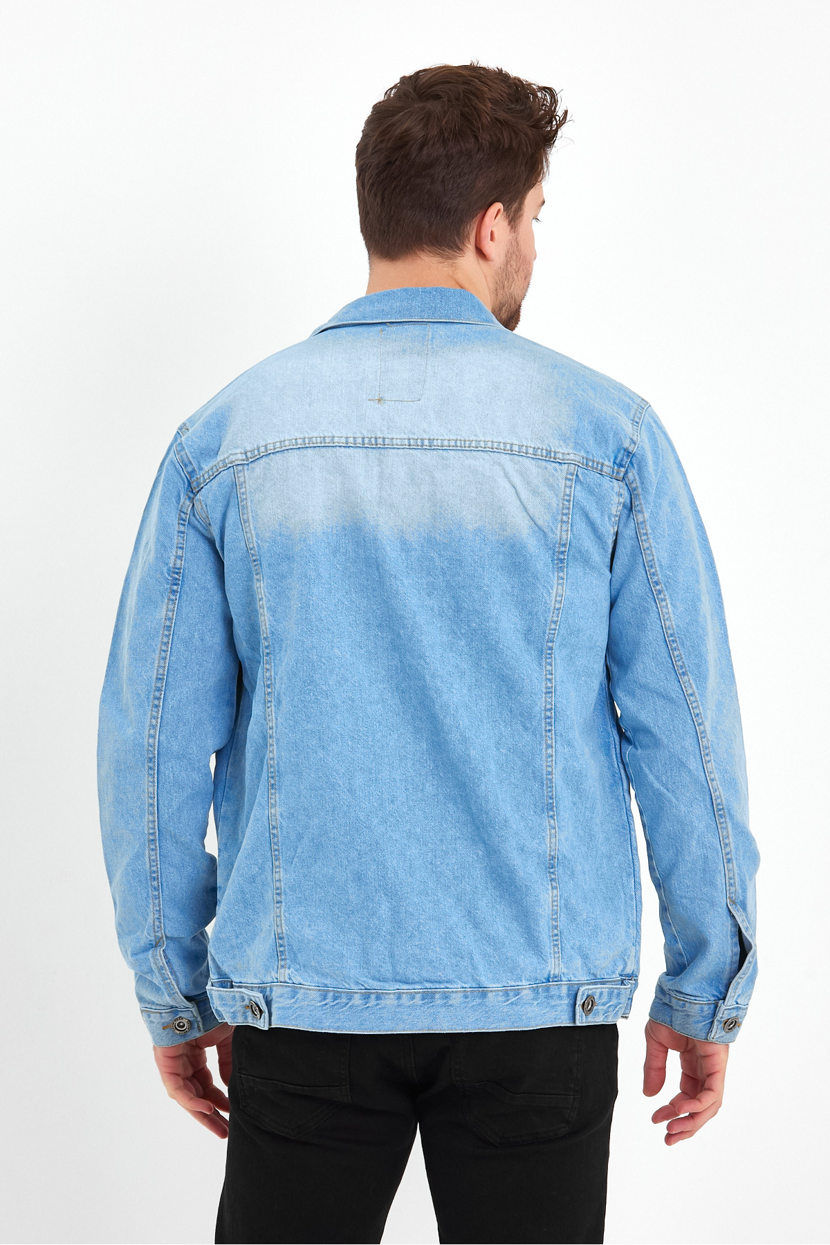 Erkek Mevsimlik Jeans Basic Bol B.Mavi Kot Ceket Buz 3