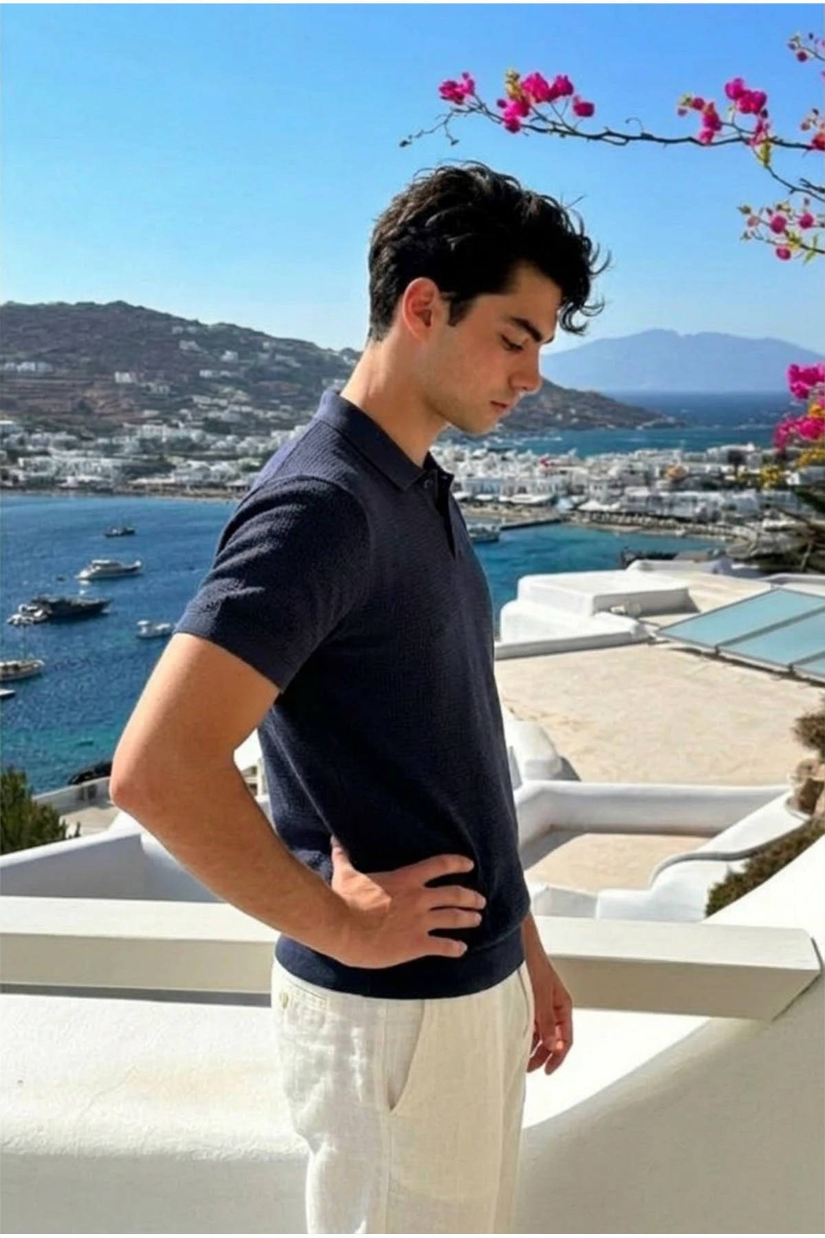 Erkek Günlük Rahat Dokulu Kahve Polo Yaka Tişört 5