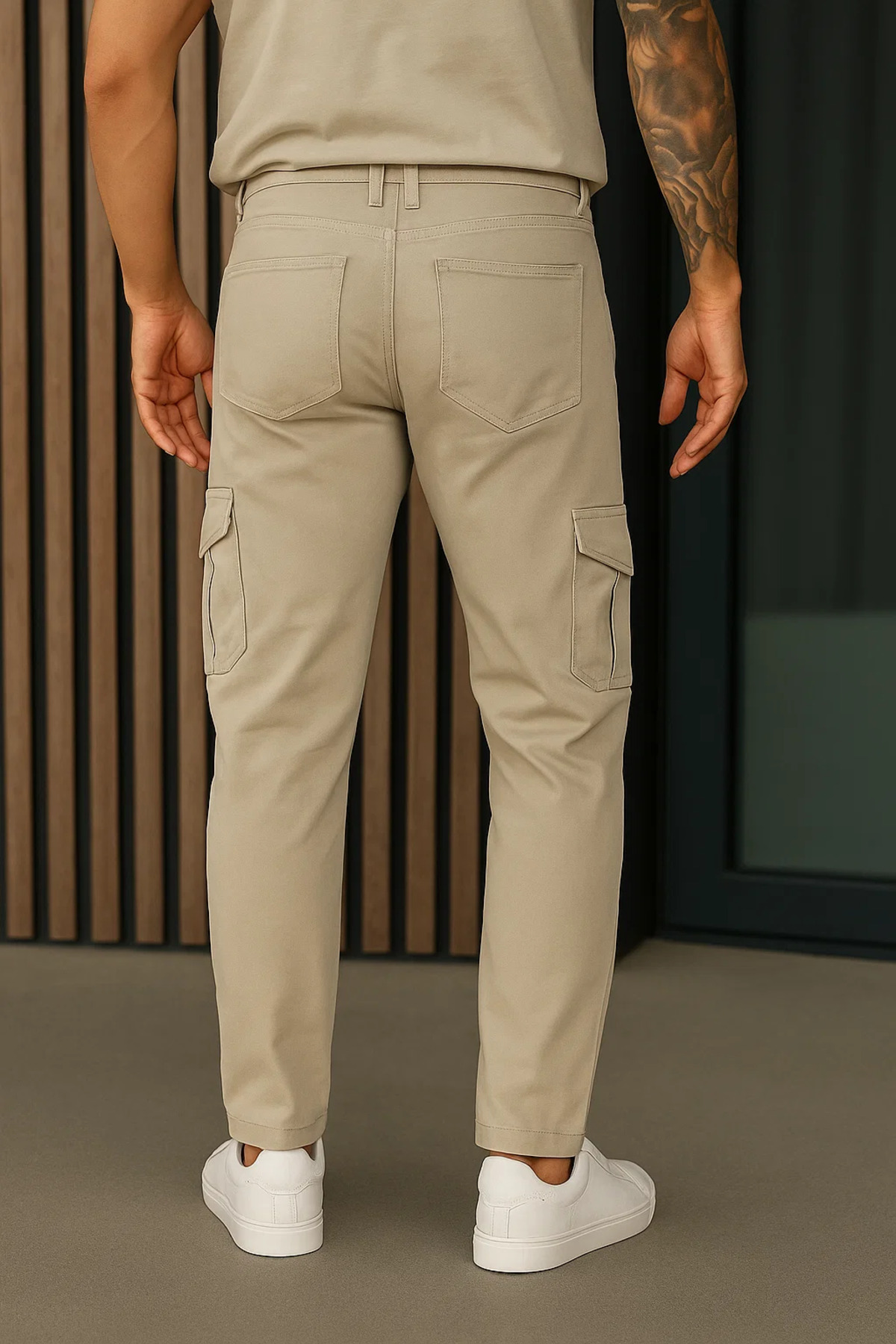 Erkek Bol Paça Trend Taş Gabardin Kargo Pantolon 6
