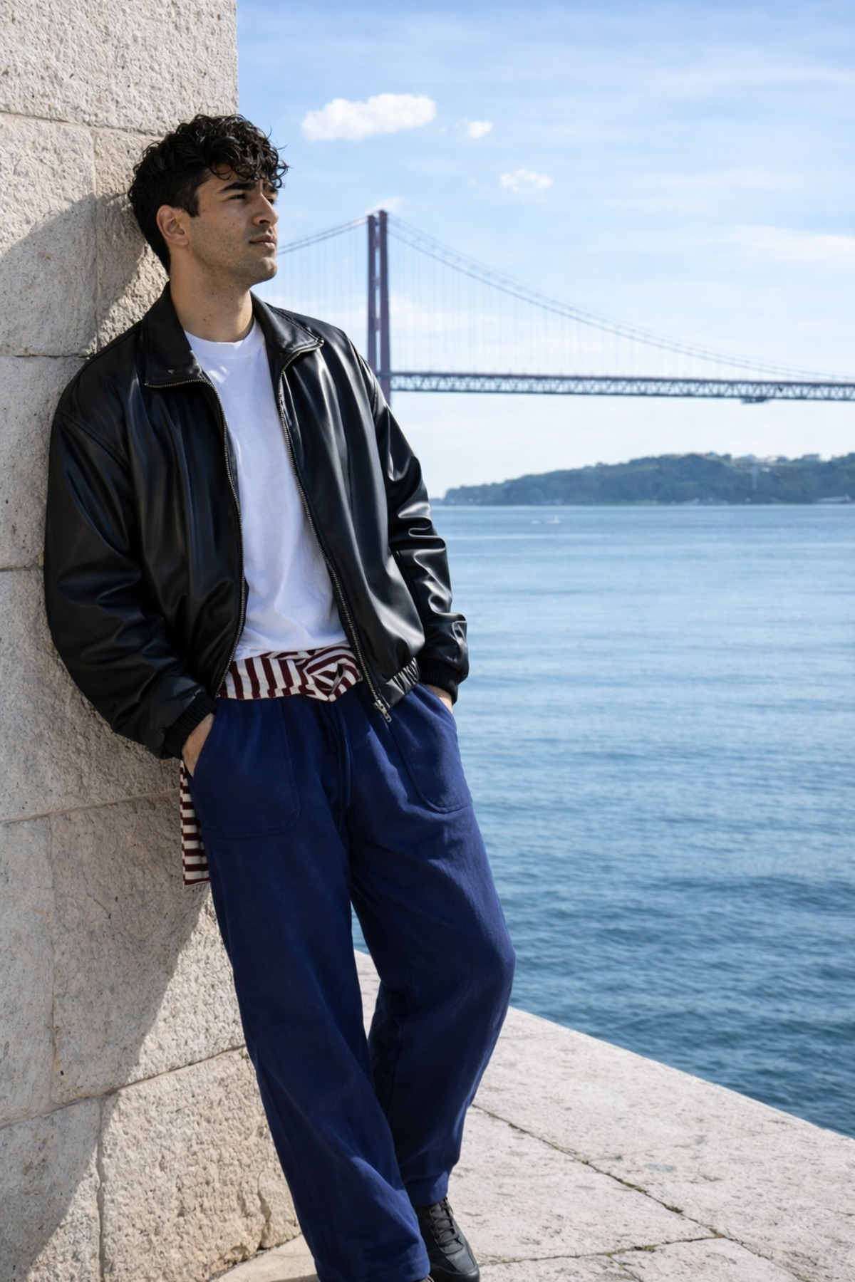 Erkek Beli Lastikli Jogger Lacivert Keten Pantolon 3