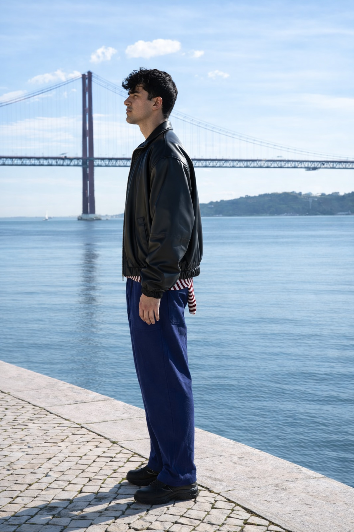 Erkek Beli Lastikli Jogger Lacivert Keten Pantolon 5