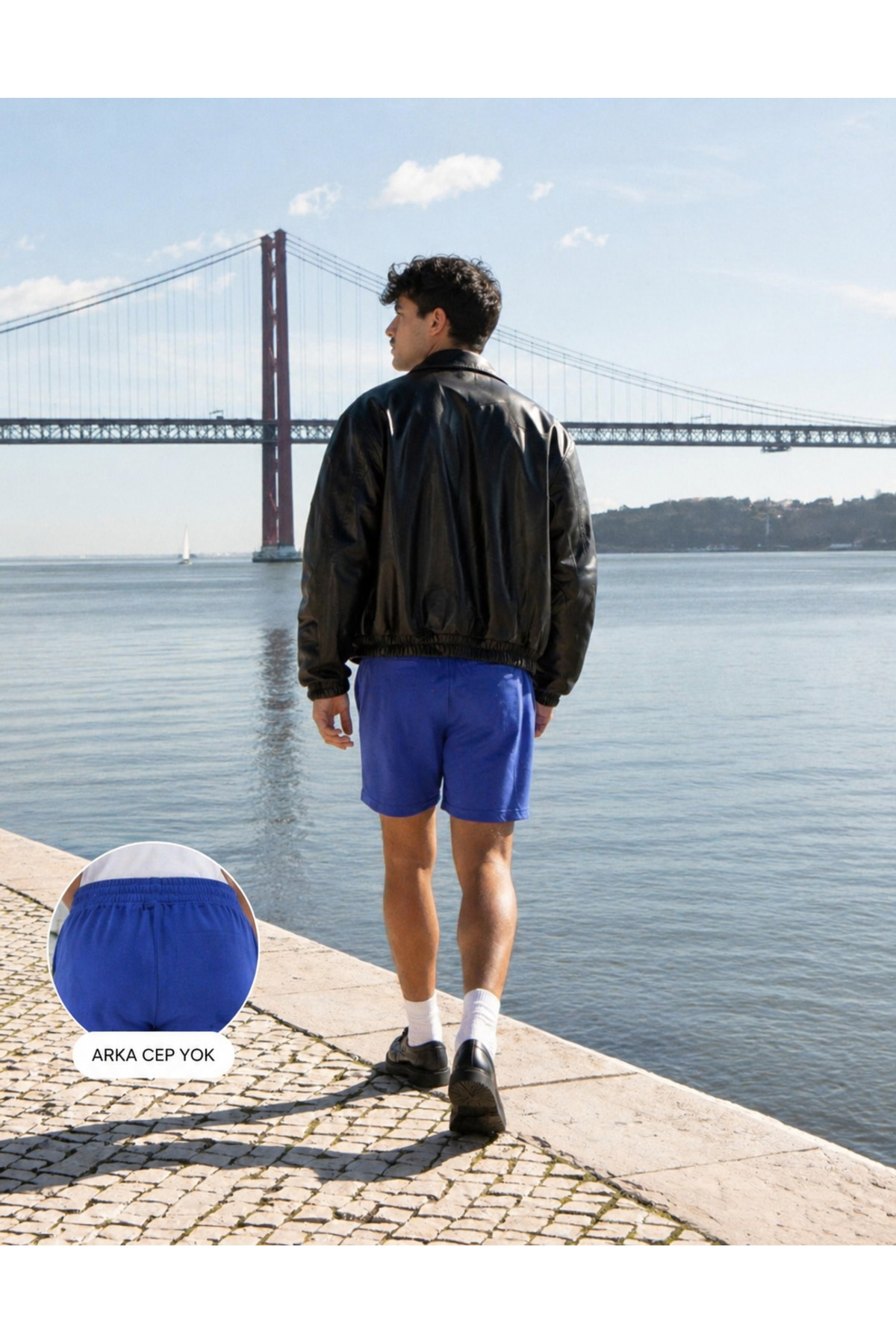 Erkek Comfort Fit Beli Lastikli Mavi Basic Şort 6