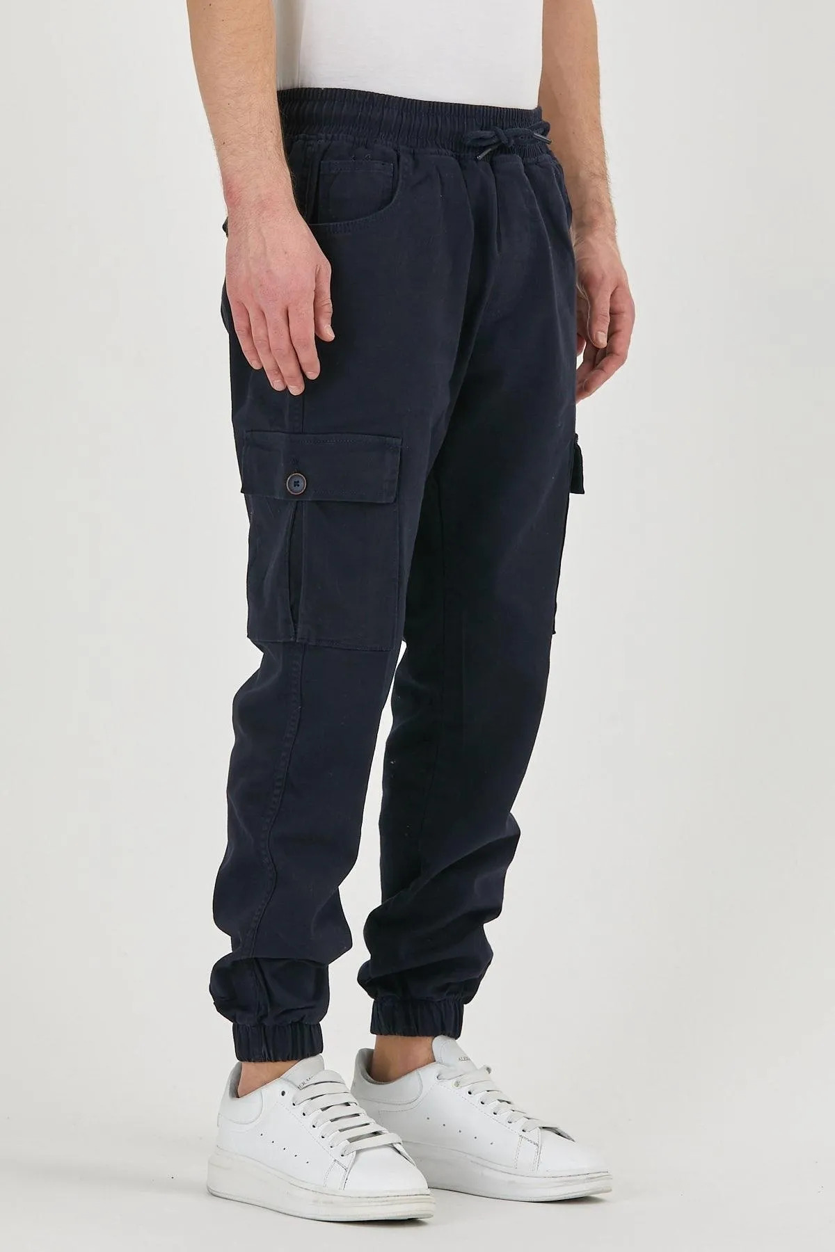 Erkek Lastikli Kargo Cepli Lacivert Jogger Pantolon 5