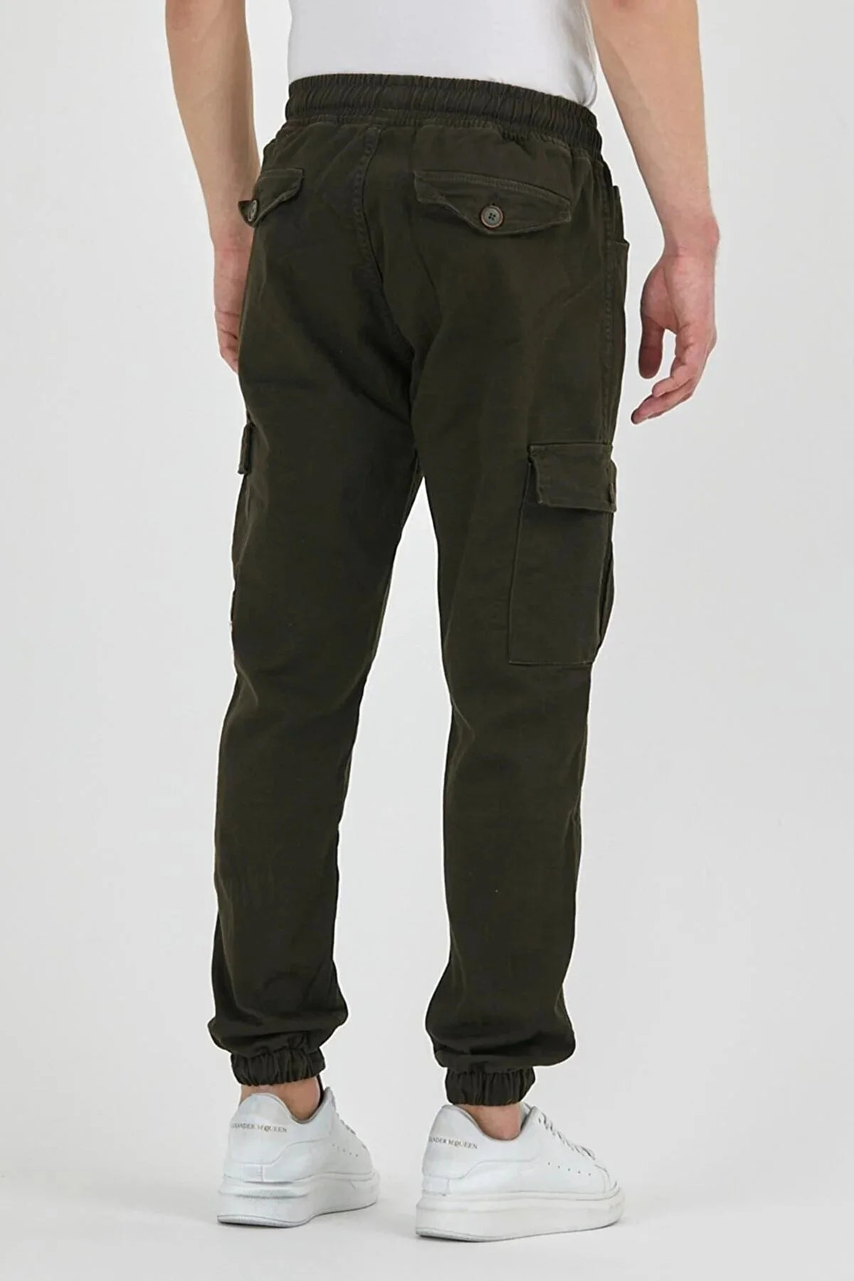 Erkek Lastikli Kargo Cepli Haki Jogger Pantolon 3