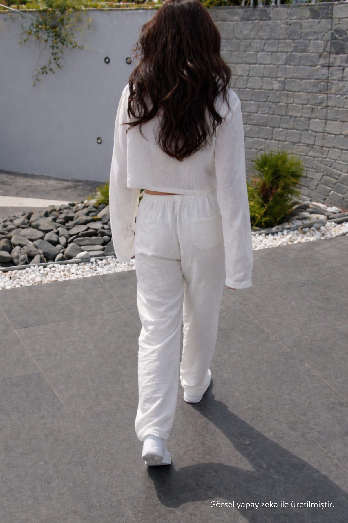 Kadın Premium Jogger Relax Fit Yazlık Beyaz Keten Pantolon 6