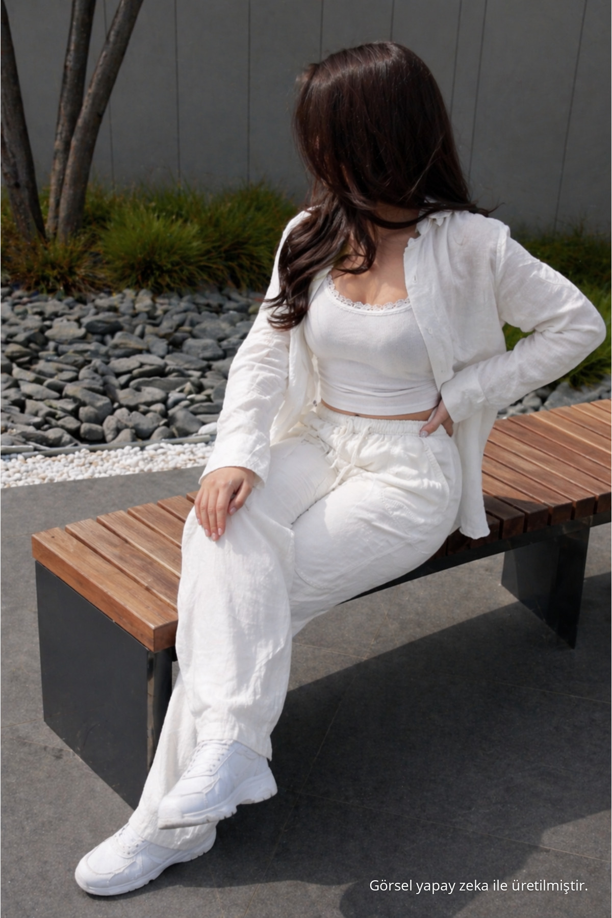 Kadın Premium Jogger Relax Fit Yazlık Beyaz Keten Pantolon 5