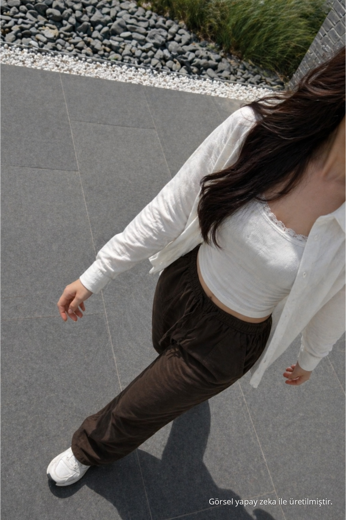 Kadın Premium Jogger Relax Fit Yazlık Kahve Keten Pantolon 3
