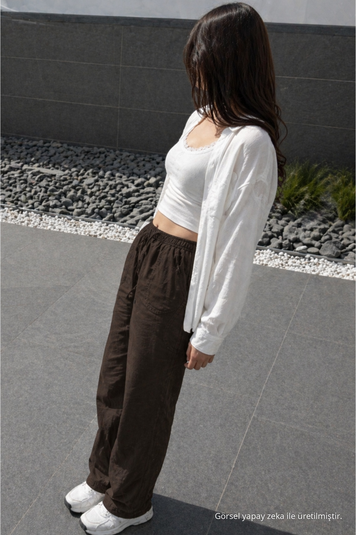 Kadın Premium Jogger Relax Fit Yazlık Kahve Keten Pantolon 4