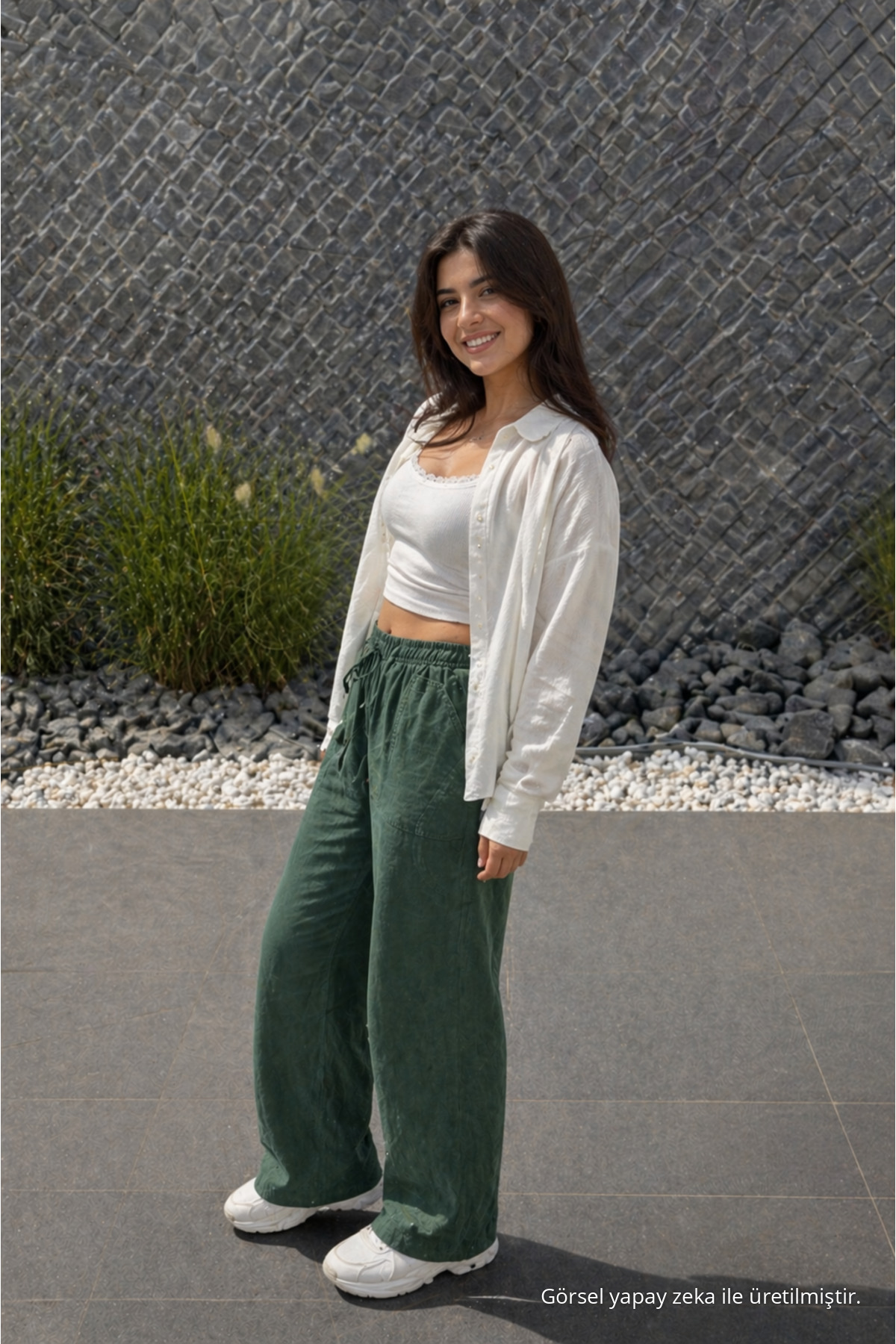 Kadın Premium Jogger Relax Fit Yazlık Koyu Keten Pantolon 4
