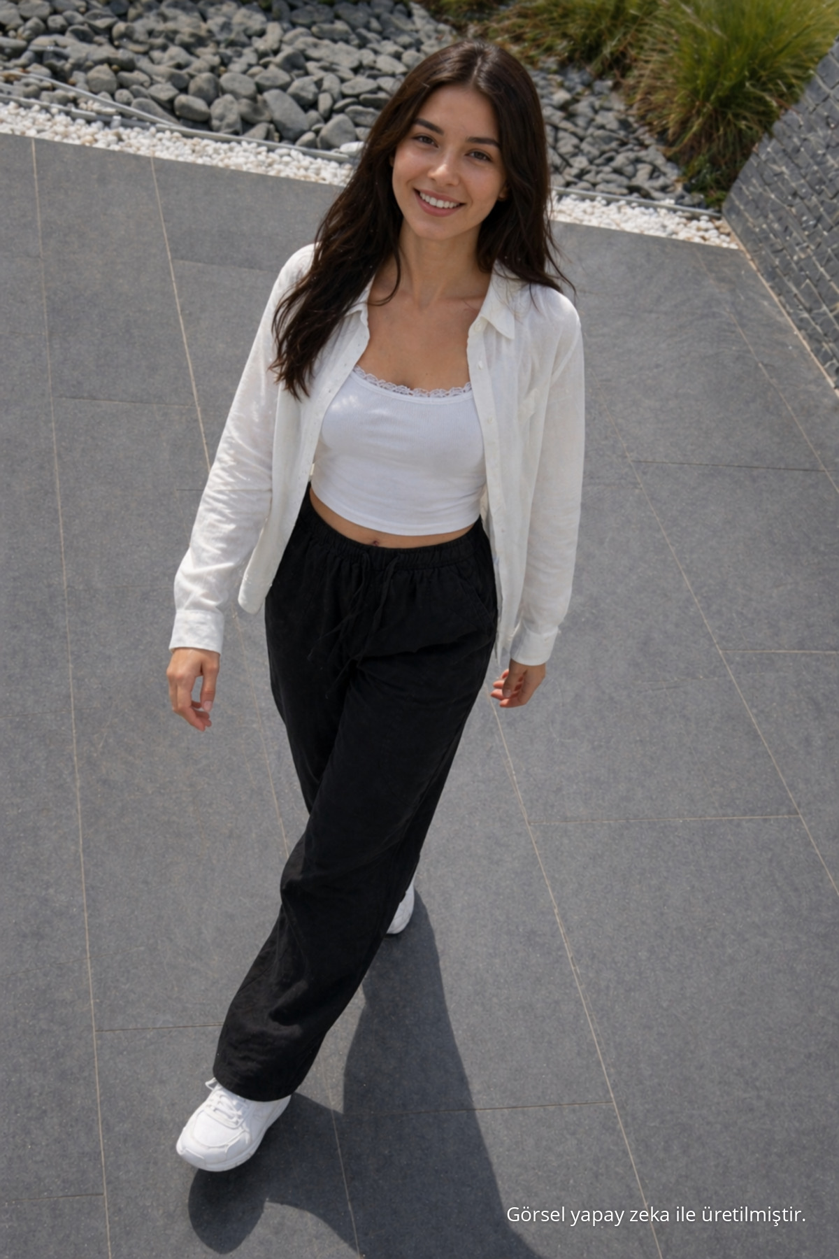 Kadın Premium Jogger Relax Fit Yazlık Siyah Keten Pantolon 3