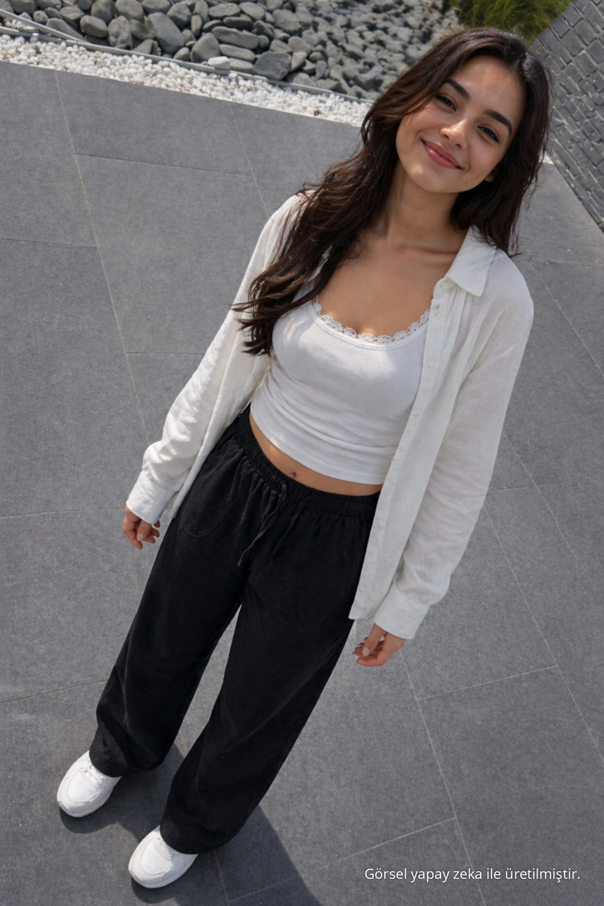 Kadın Premium Jogger Relax Fit Yazlık Siyah Keten Pantolon 4