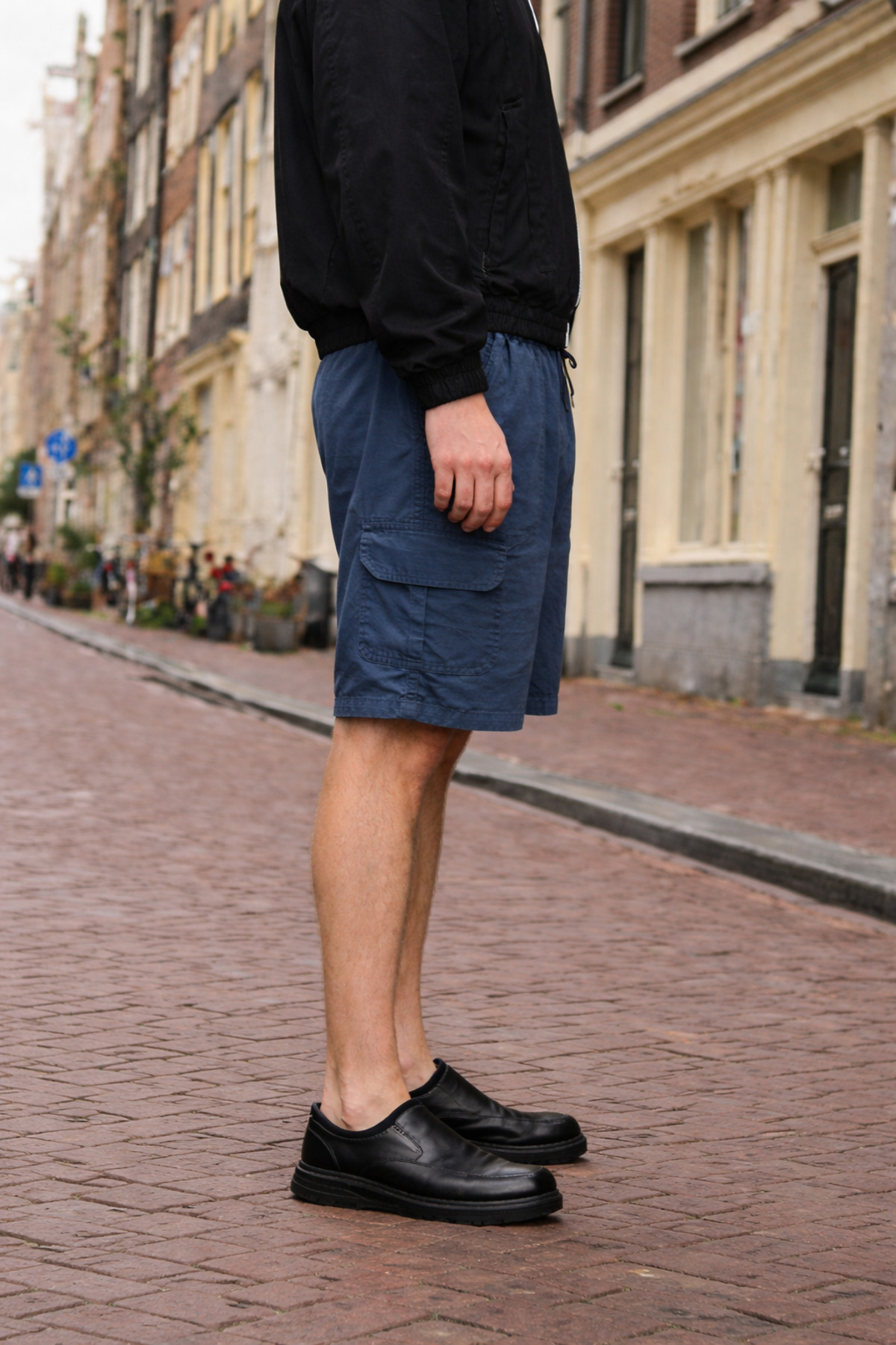 Erkek Premium Jogger Relax Kargo Cepli Mavi Keten Şort 3