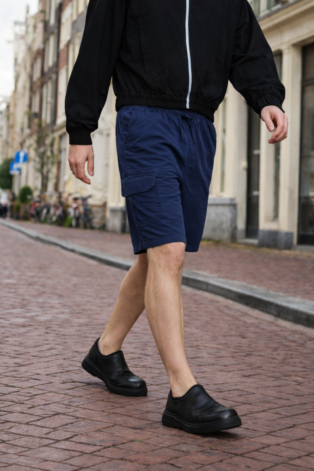Erkek Premium Jogger Relax Kargo Cepli Lacivert Keten Şort 5