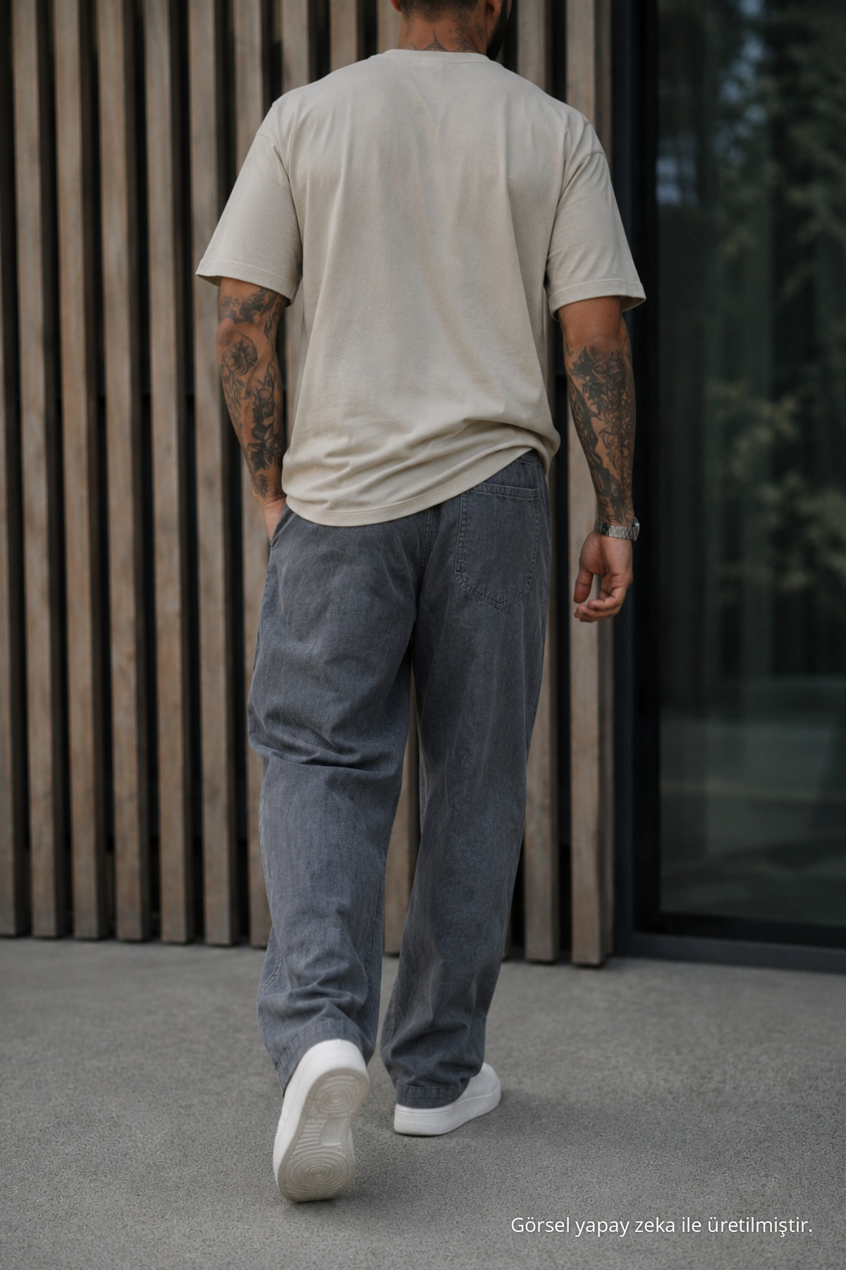 Erkek Premium Jogger Relax Fit E.Siyah Keten Pantolon Antrasit 6