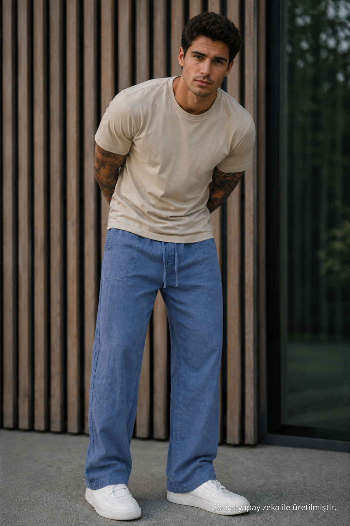 Erkek Premium Jogger Relax Fit Füme Keten Pantolon 3