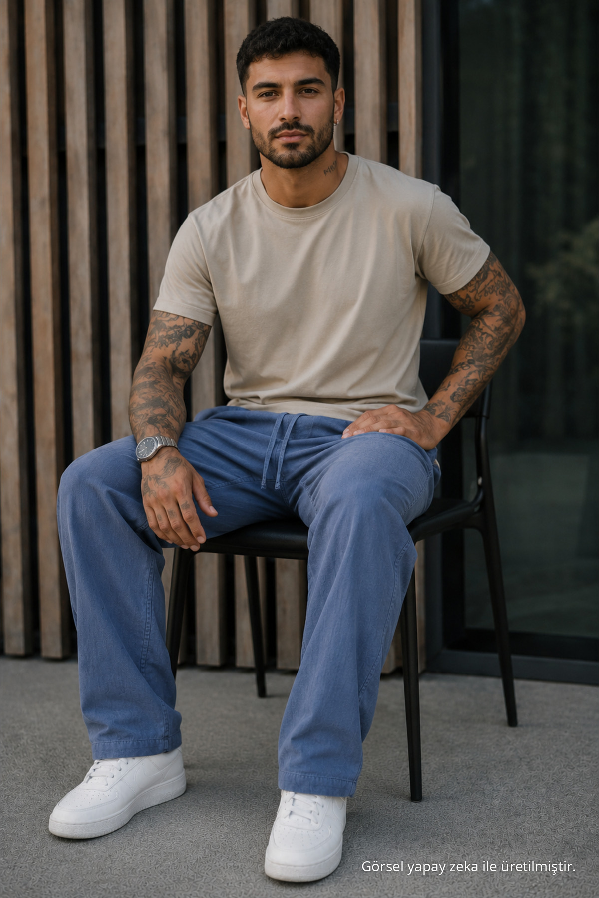 Erkek Premium Jogger Relax Fit Füme Keten Pantolon 5
