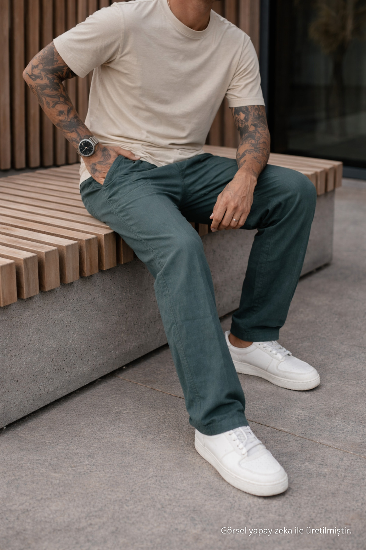 Erkek Premium Jogger Relax Fit Koyu Keten Pantolon 5
