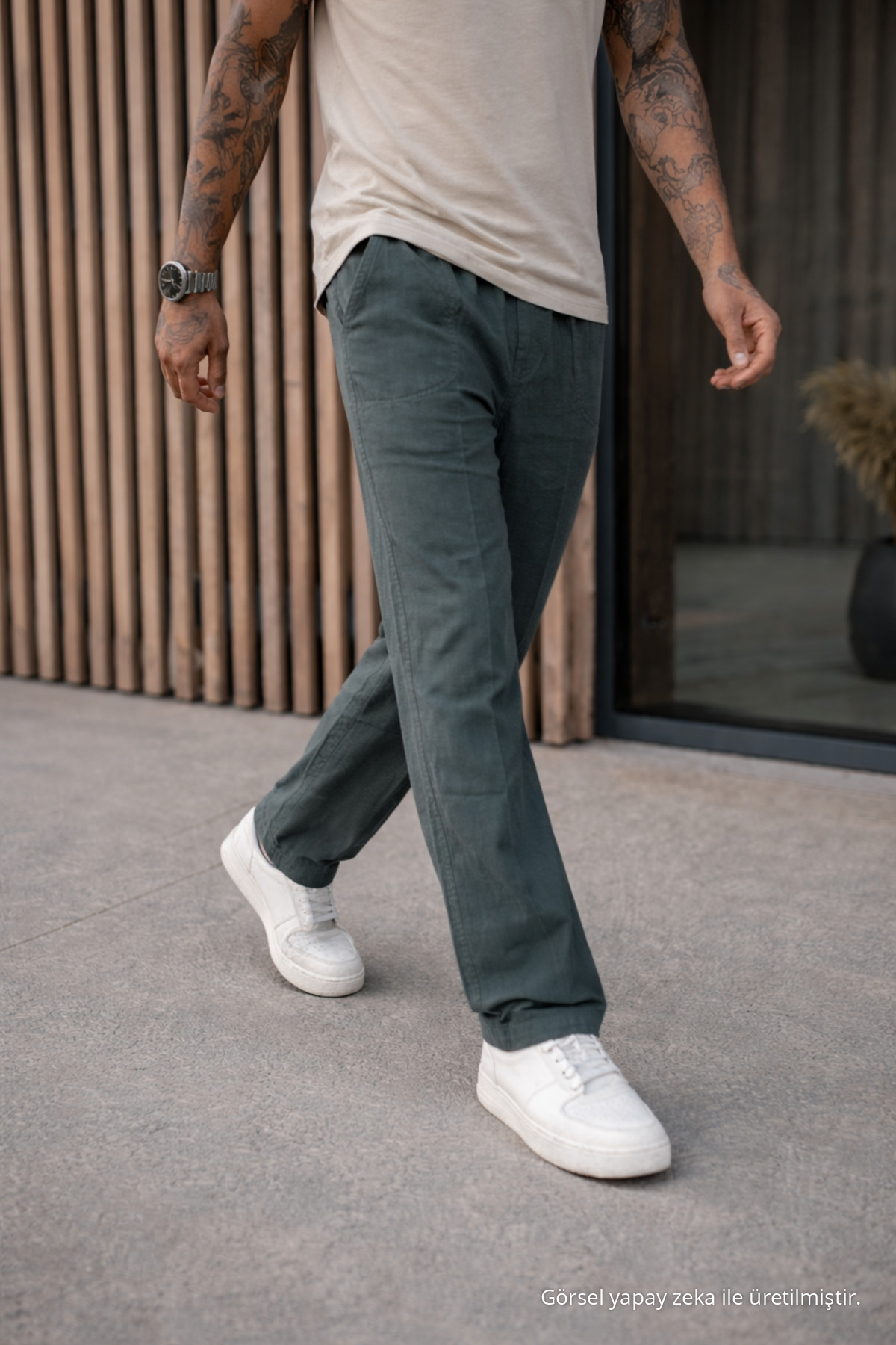 Erkek Premium Jogger Relax Fit Koyu Keten Pantolon 3