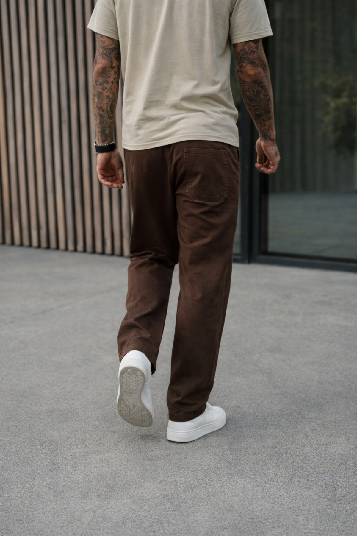 Erkek Premium Jogger Relax Fit Kahverengi Keten Pantolon 6