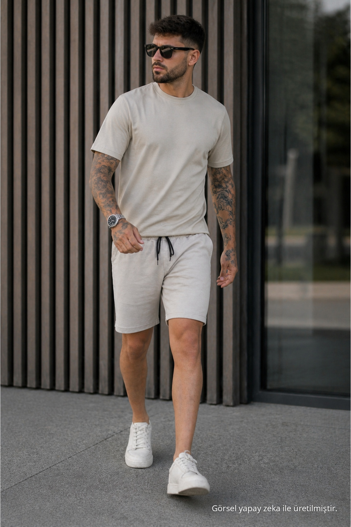 Erkek Regular Fit Cepli Beli Bağcıklı Gri Basic Şort 4