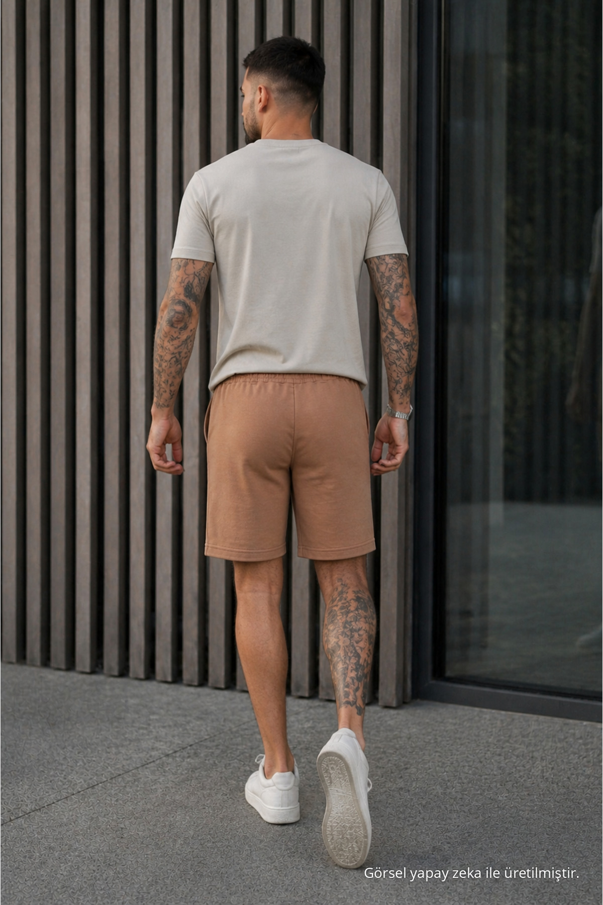 Erkek Regular Fit Cepli Beli Bağcıklı Kahverengi Basic Şort 6