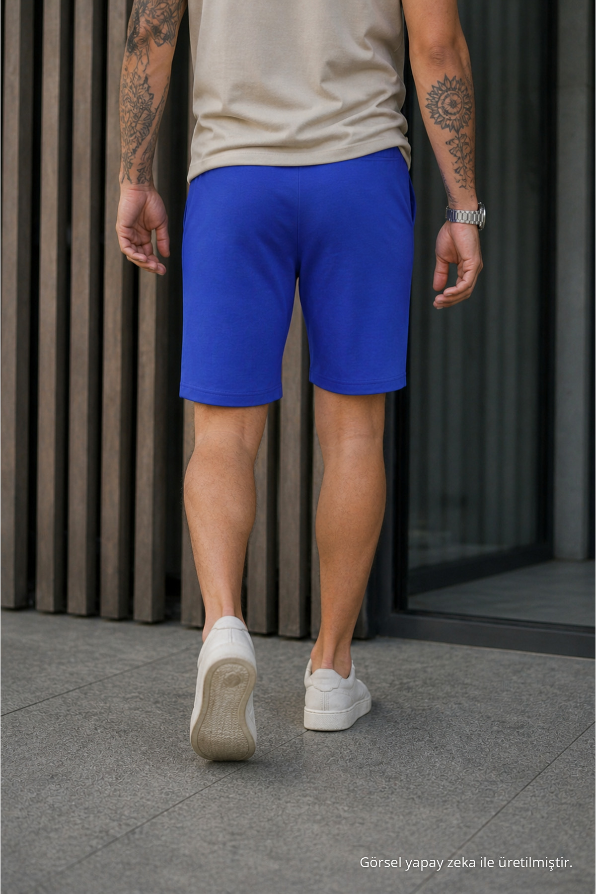 Erkek Regular Fit Cepli Beli Bağcıklı Mavi Basic Şort 6