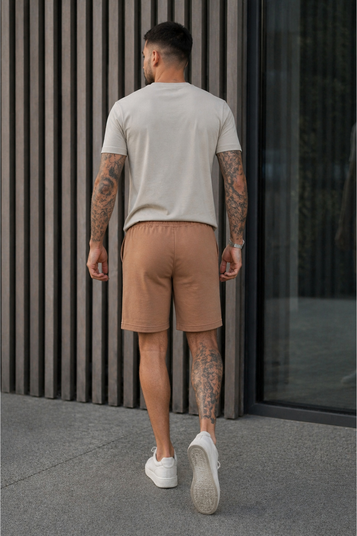 Erkek Regular Fit Cepli Beli Bağcıklı Kahverengi Basic Şort 6