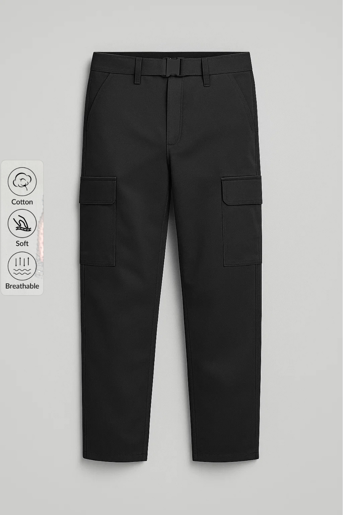 Erkek Yüksek Bel Kargo Cepli Füme Baggy Pantolon 4