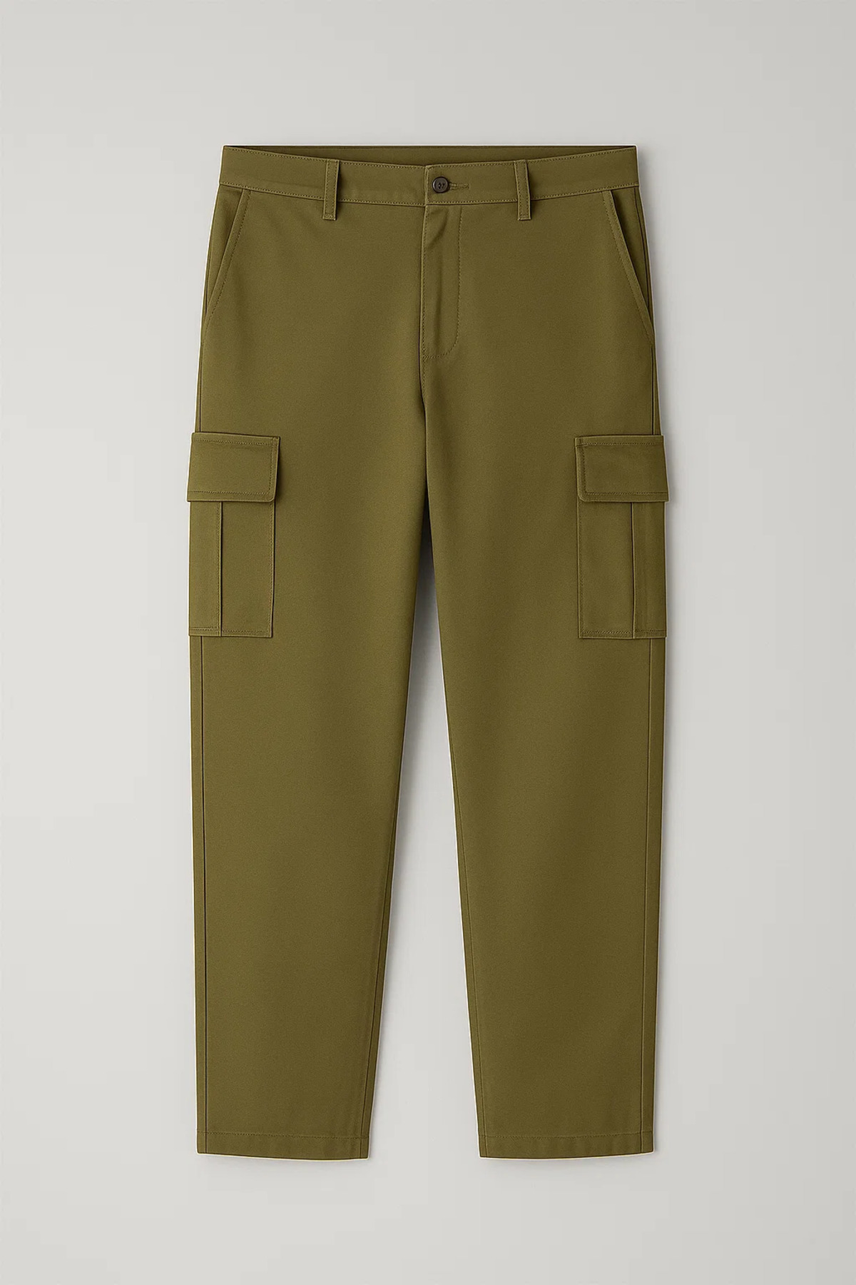 Erkek Yüksek Bel Kargo Cepli Haki Baggy Pantolon 4