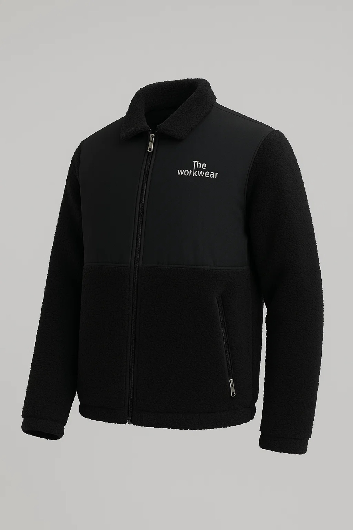 Erkek Basic Kışlık Kalın Siyah Salaş Peluş Ceket 5