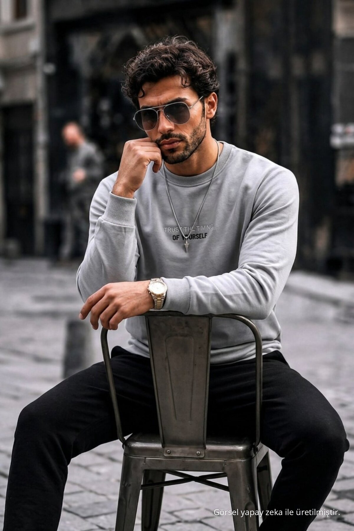 3 Adet Erkek Pamuklu Baskılı Regular Fit Sweatshirt Antrasit 3