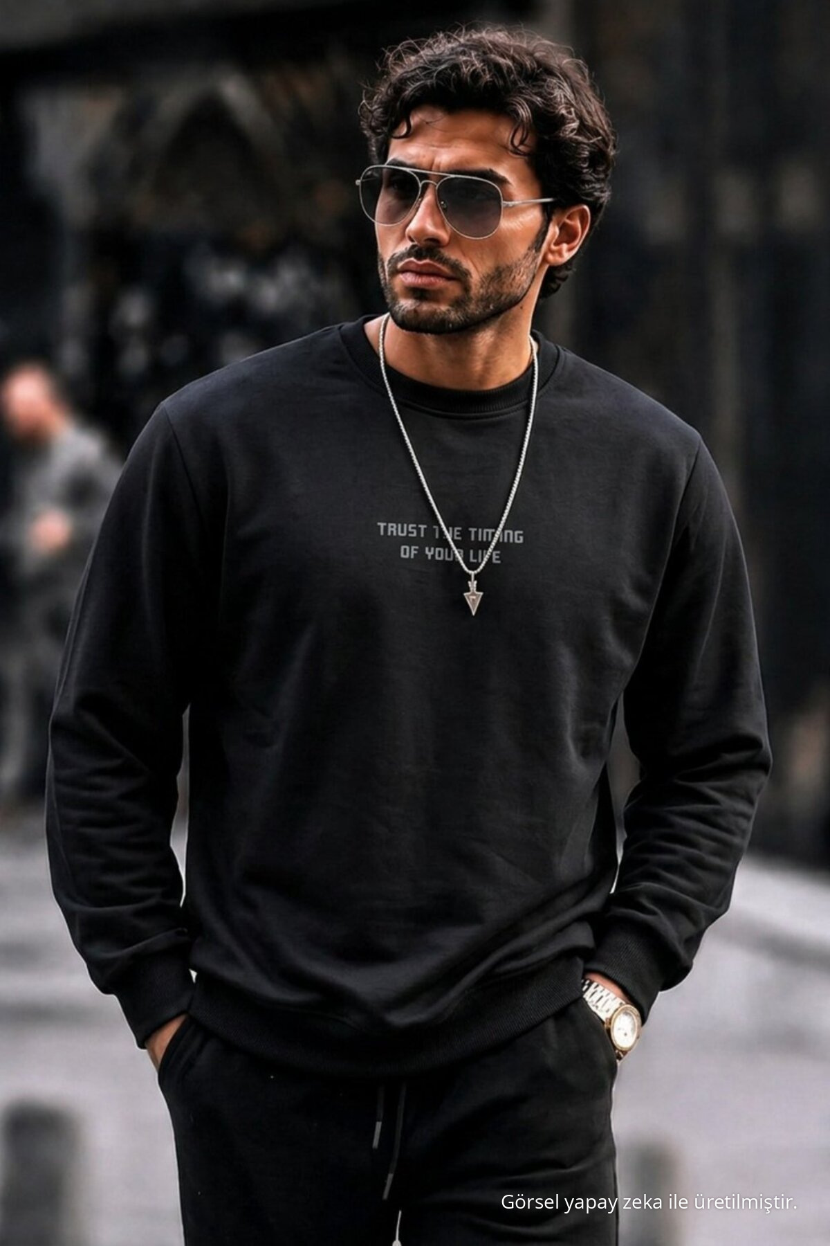 3 Adet Erkek Pamuklu Baskılı Regular Fit Sweatshirt Antrasit 4