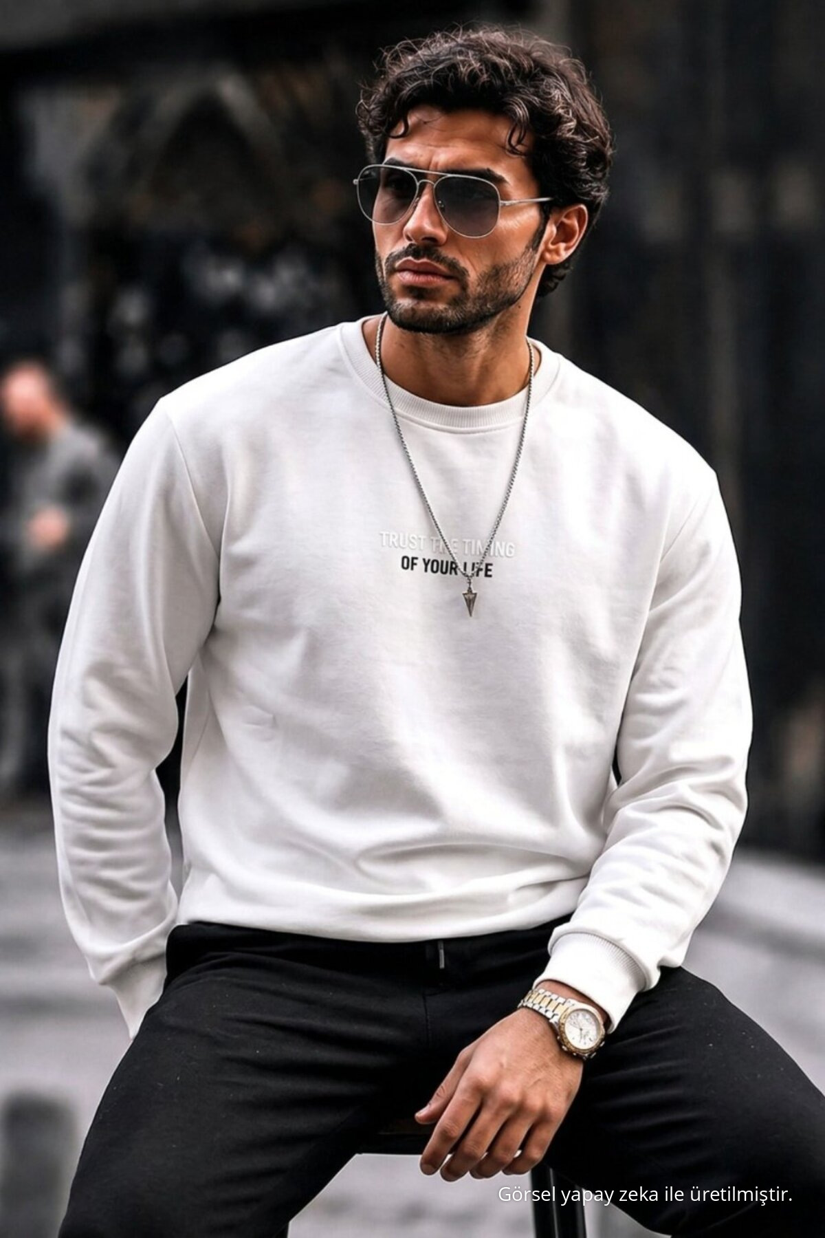 3 Adet Erkek Pamuklu Baskılı Regular Fit Sweatshirt Beyaz 4