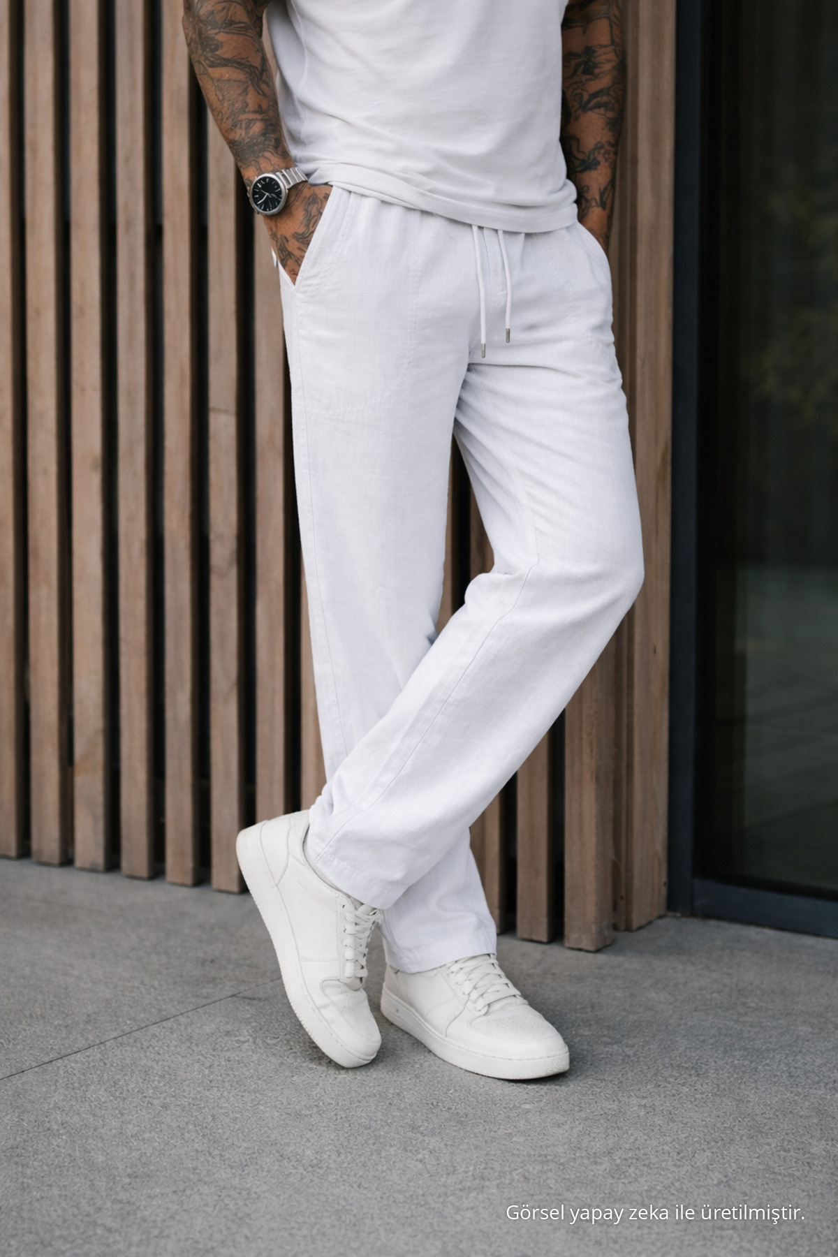 3 Adet Erkek Premium Yazlık Jogger Keten Pantolon Gri 6