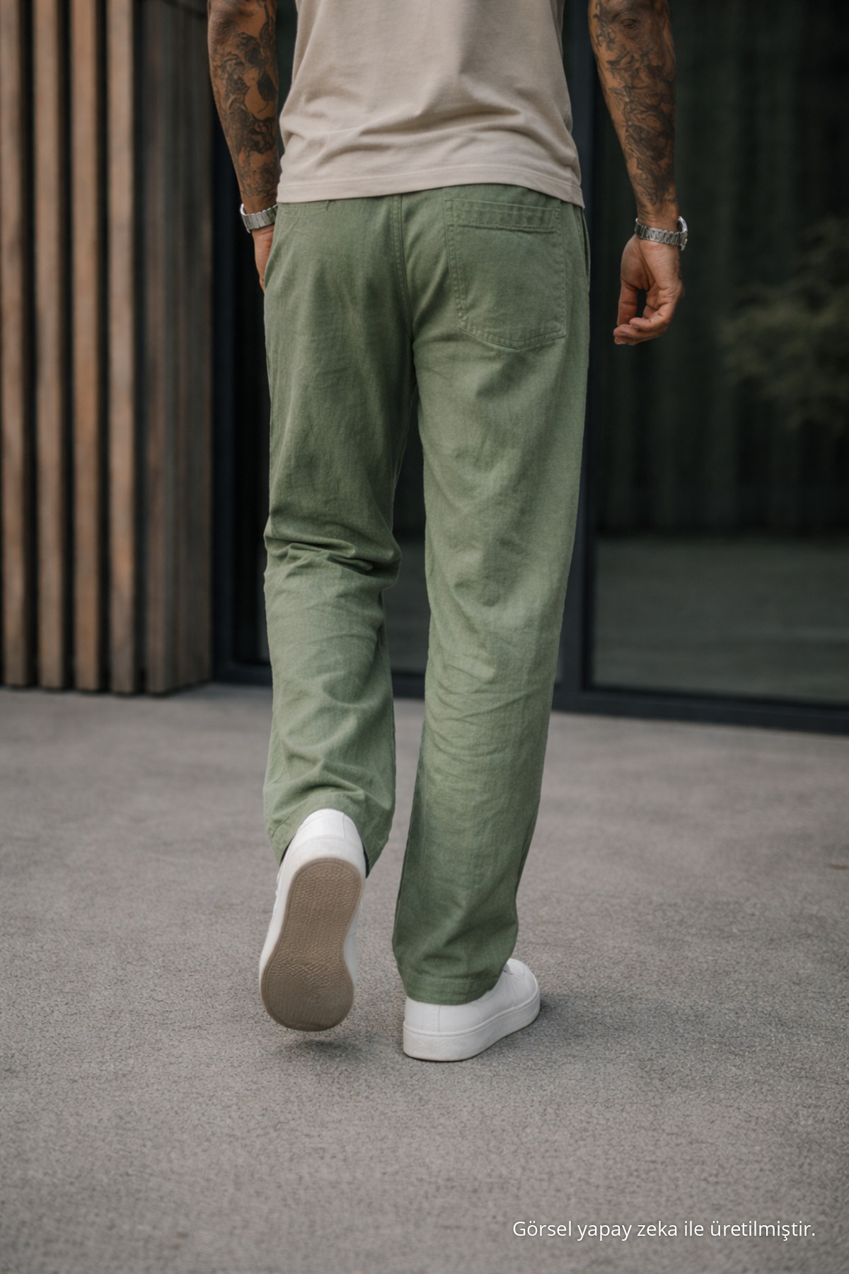 3 Adet Erkek Premium Yazlık Jogger Keten Pantolon Kahverengi 7