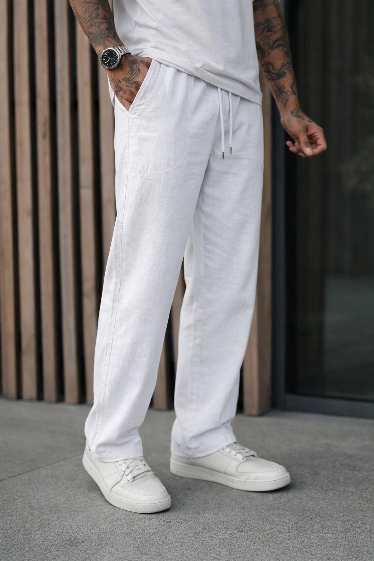 3 Adet Erkek Premium Yazlık Jogger Keten Pantolon 4