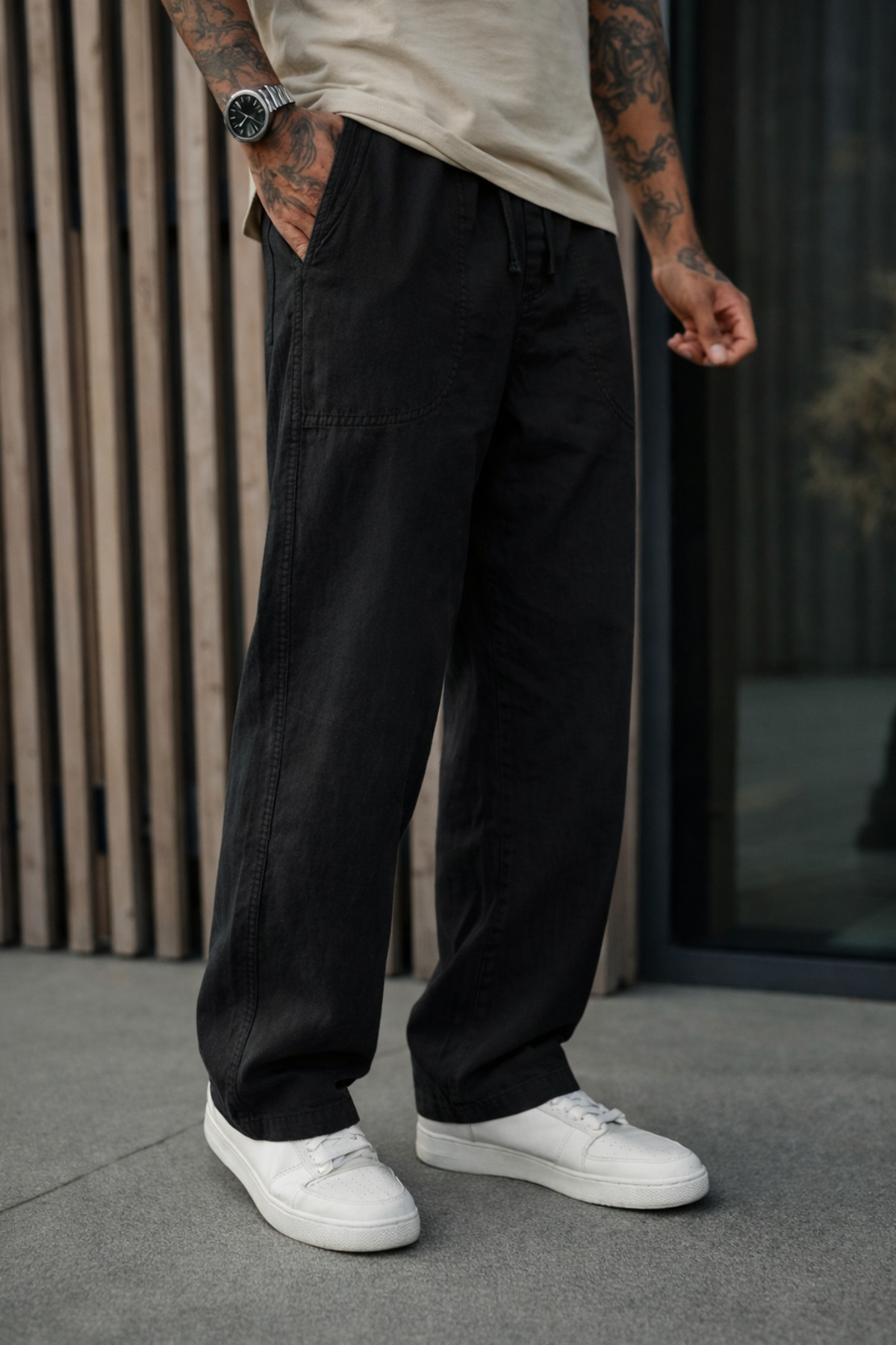 3 Adet Erkek Premium Yazlık Jogger Keten Pantolon 6