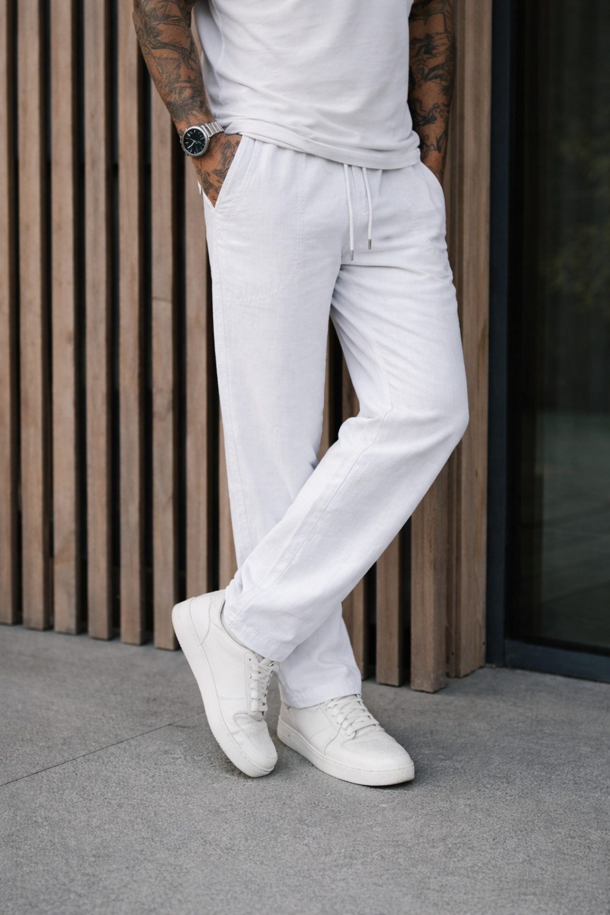 3 Adet Erkek Premium Yazlık Jogger Keten Pantolon 6