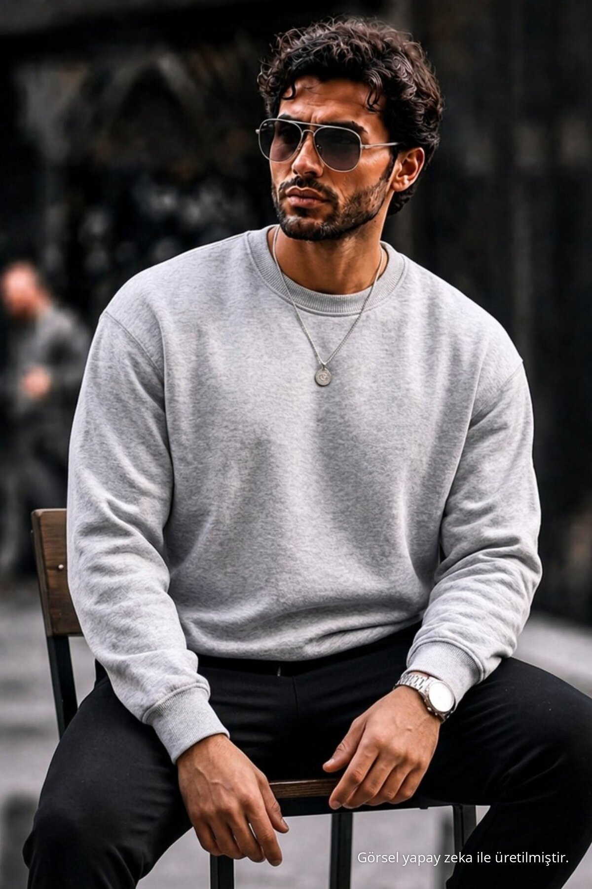 3 Adet Erkek %100 Pamuk Regular Fit Basic Sweatshirt Beyaz 5