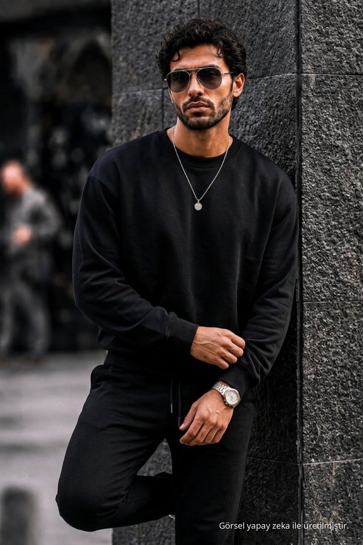 3 Adet Erkek %100 Pamuk Regular Fit Basic Sweatshirt Mavi 6