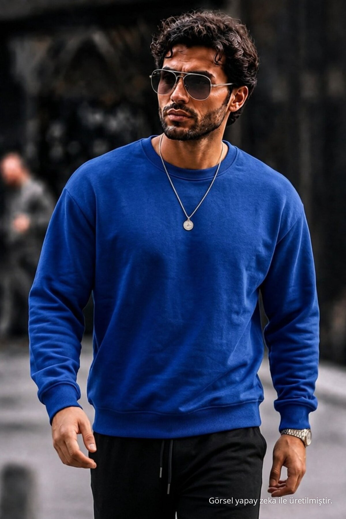 3 Adet Erkek %100 Pamuk Regular Fit Basic Sweatshirt Siyah 5