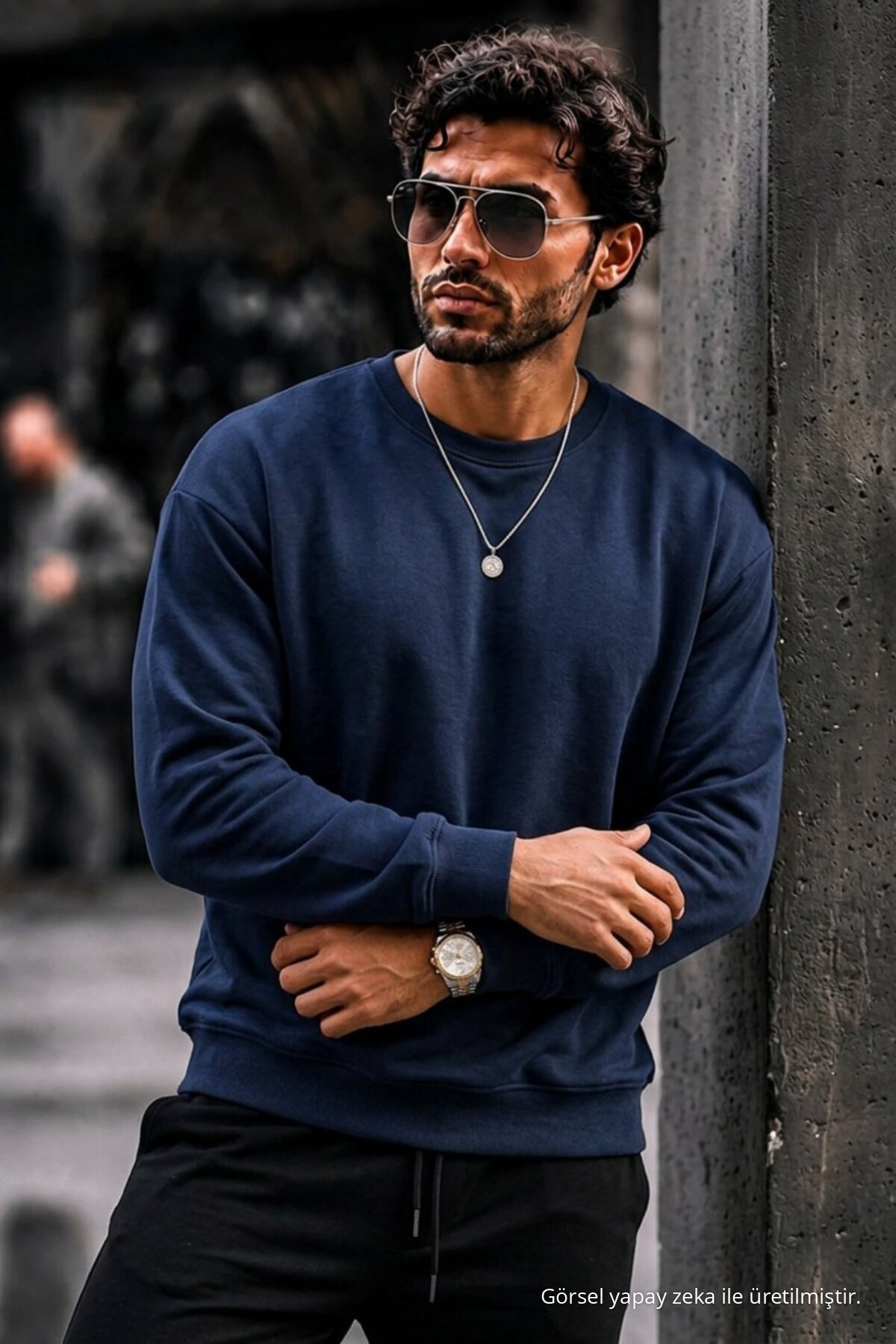 3 Adet Erkek %100 Pamuk Regular Fit Basic Sweatshirt Yeşil 6