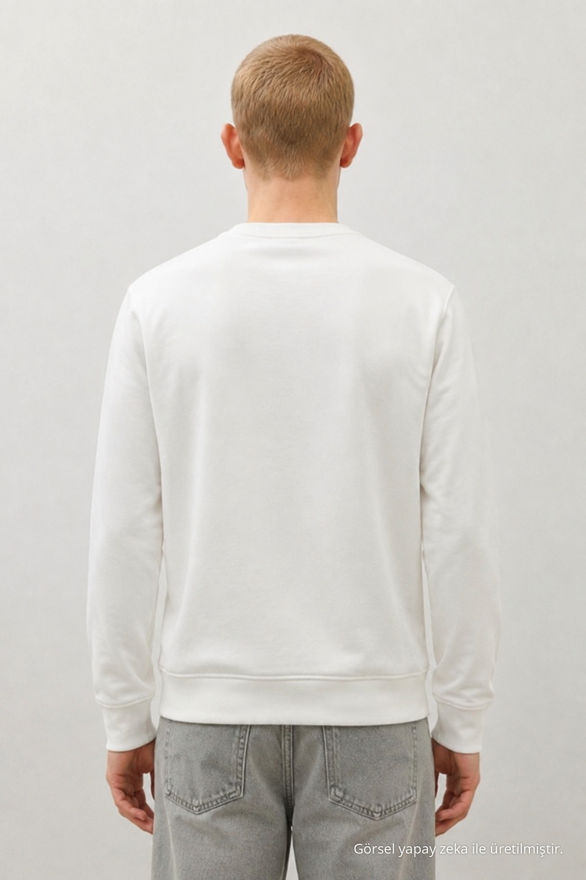 3 Adet Erkek Günlük Trend Bisiklet Yaka Baskılı Sweatshirt Gri 5