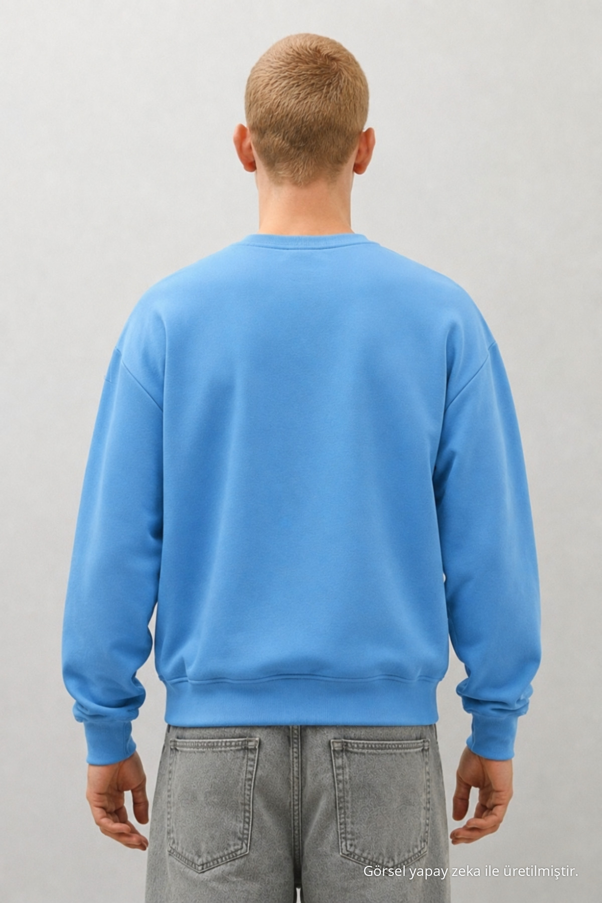3 Adet Erkek Günlük Bisiklet Yaka Bol Sweatshirt Beyaz 6