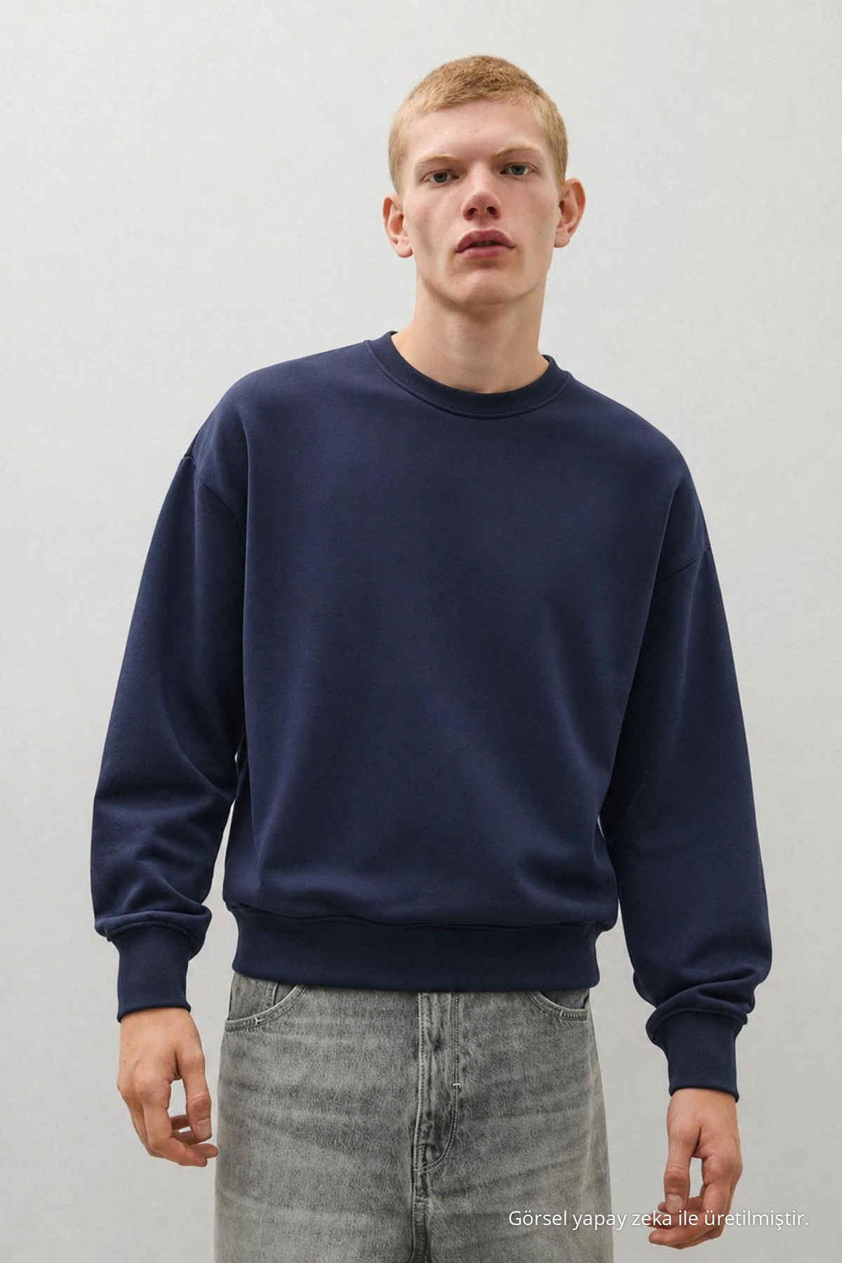 3 Adet Erkek Günlük Bisiklet Yaka Bol Sweatshirt Bordo 3