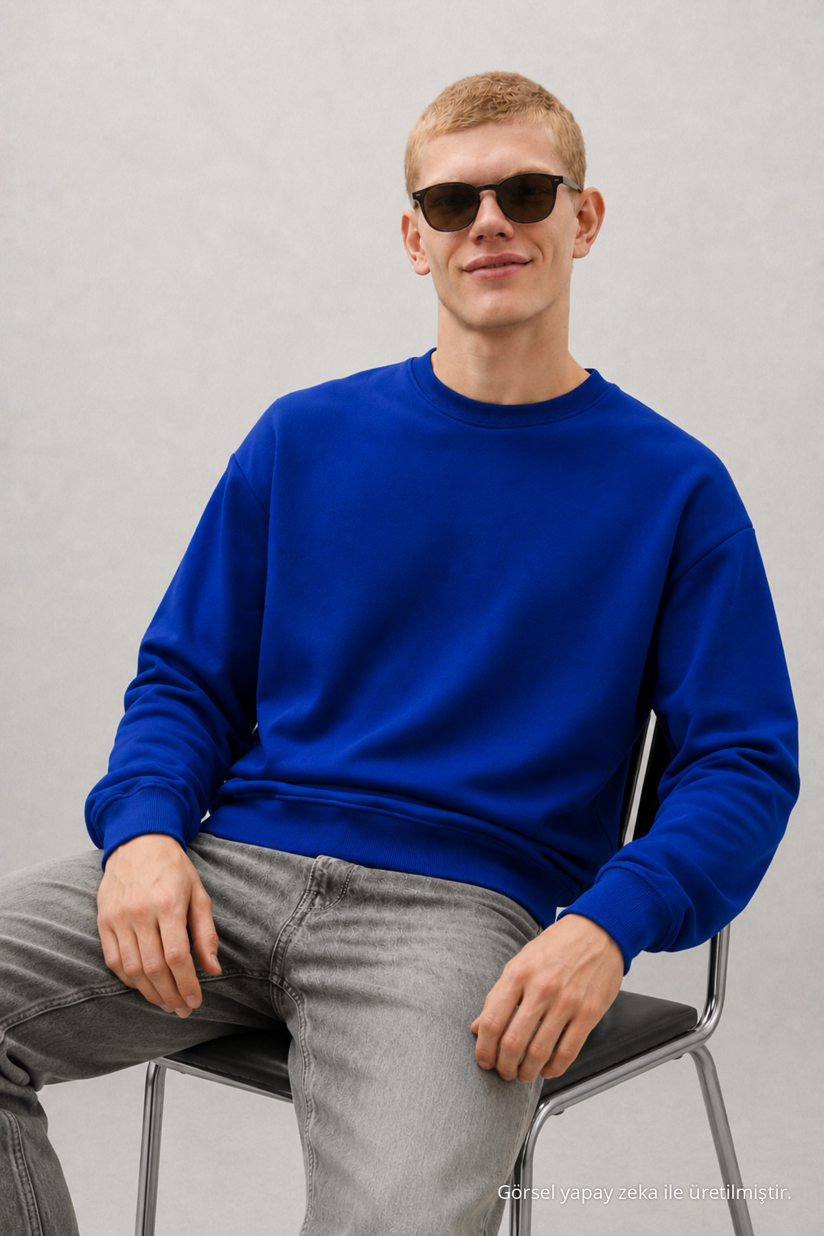 3 Adet Erkek Günlük Bisiklet Yaka Bol Sweatshirt Bordo 7