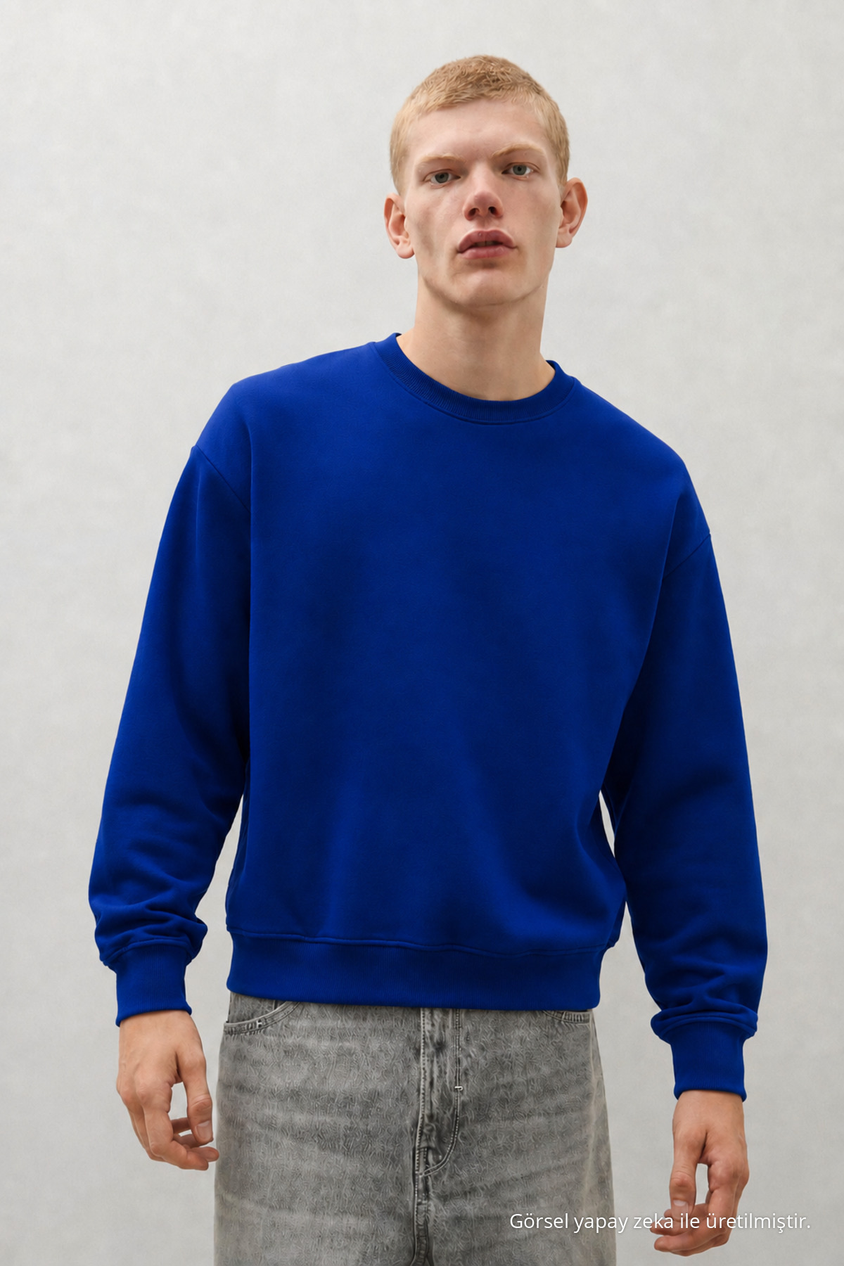 3 Adet Erkek Günlük Bisiklet Yaka Bol Sweatshirt Bordo 4