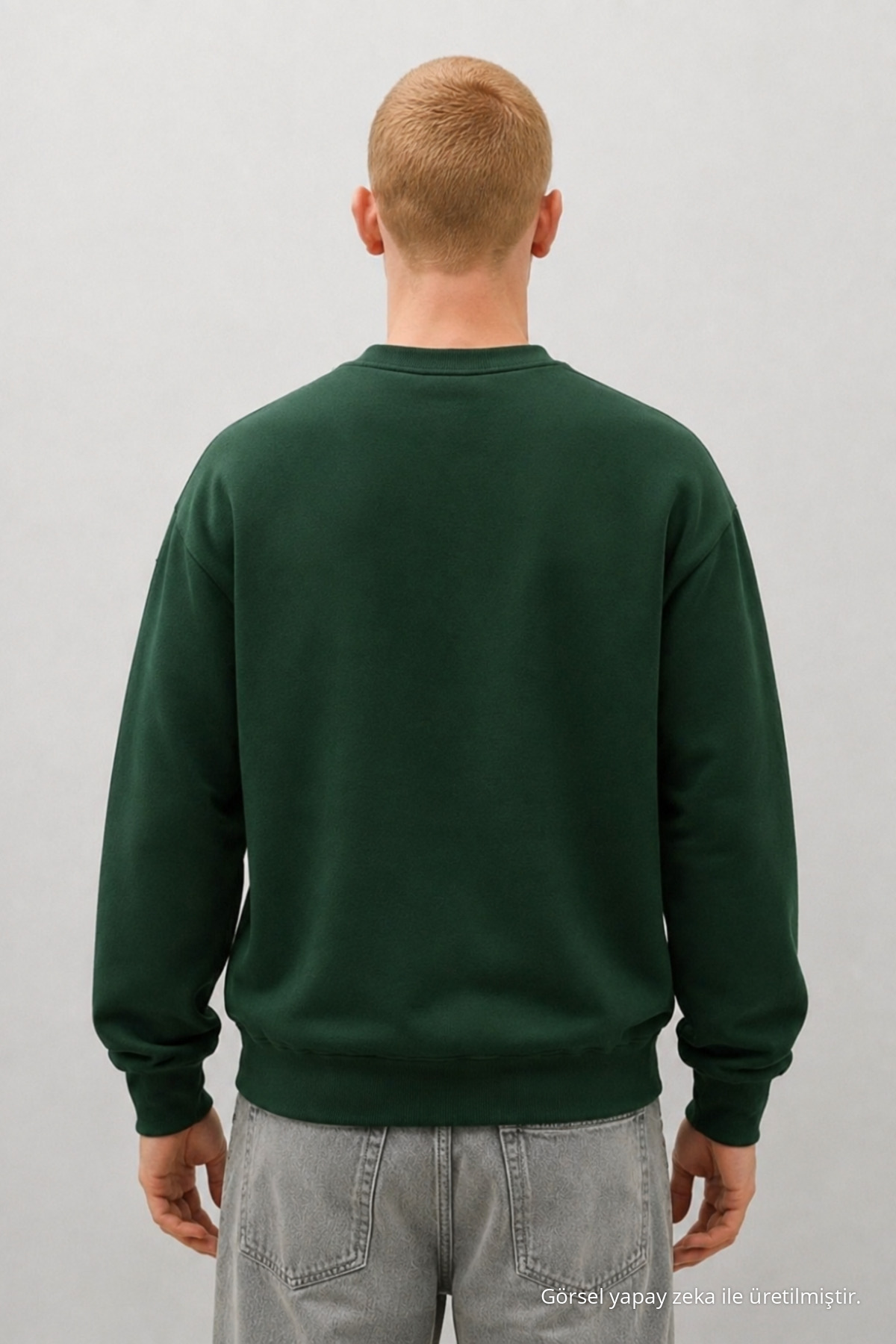 3 Adet Erkek Günlük Bisiklet Yaka Bol Sweatshirt Haki 6