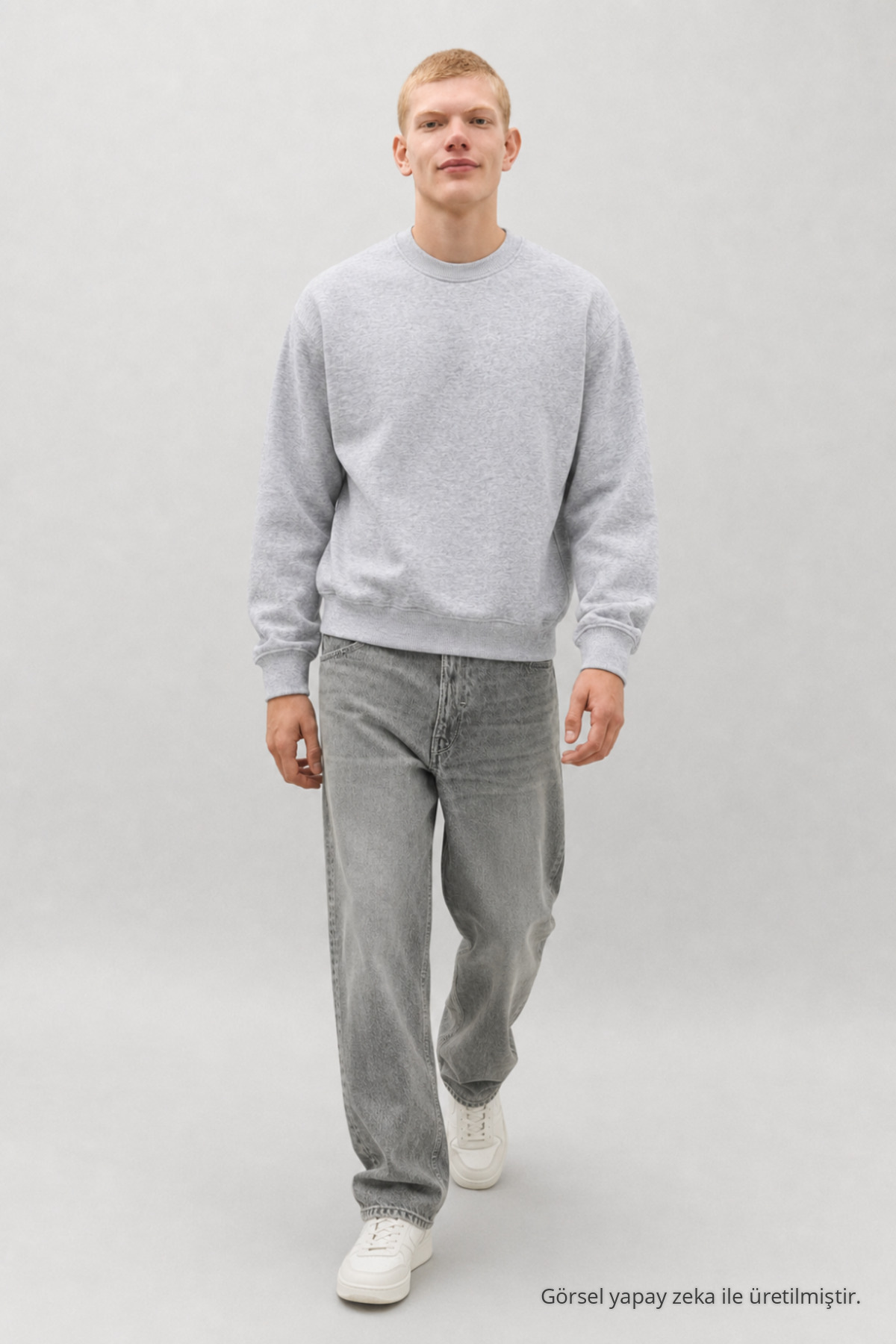 3 Adet Erkek Günlük Bisiklet Yaka Bol Sweatshirt Kırmızı 3